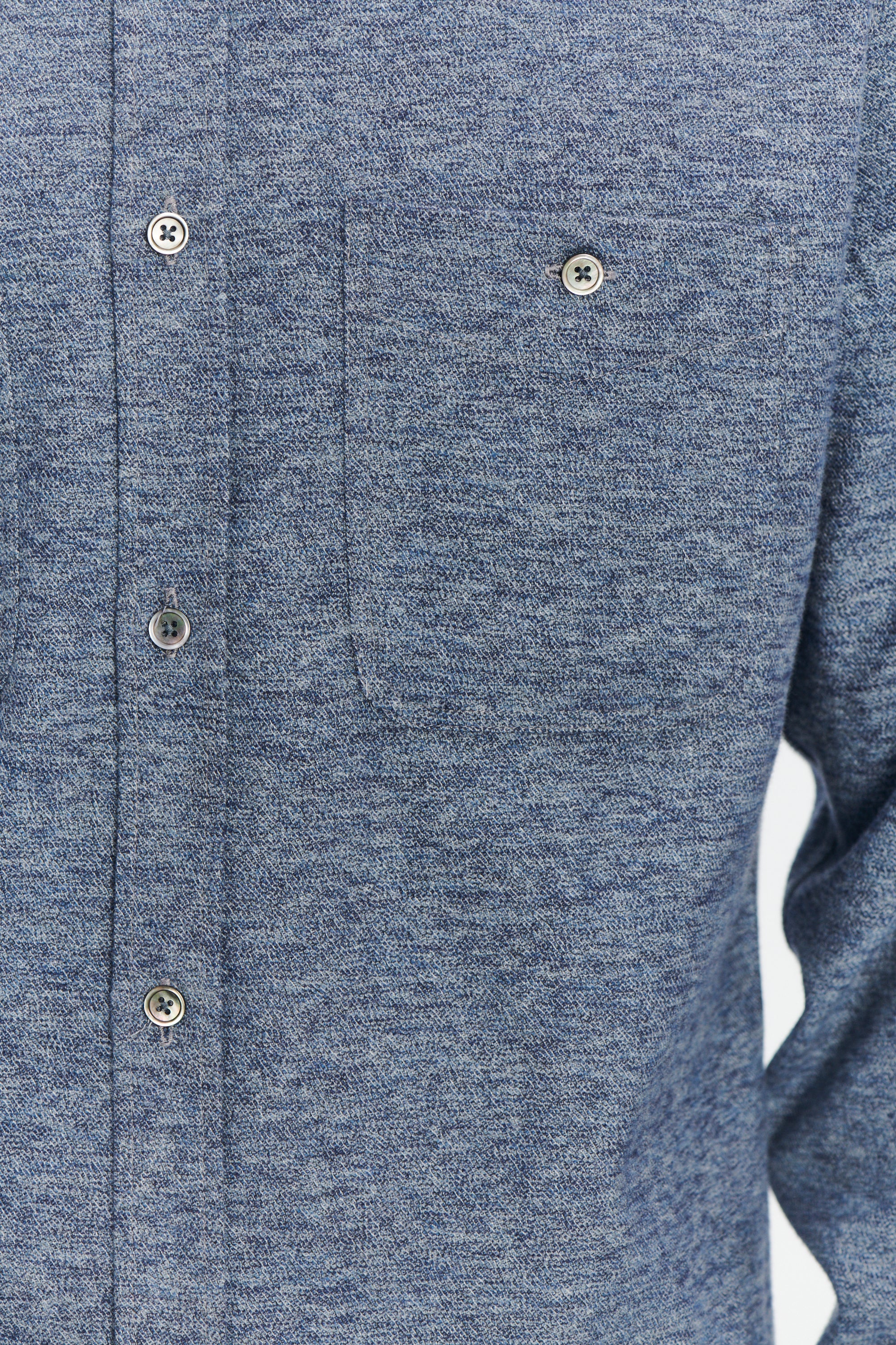 Carpenter Shirt in a Fine Blue Melange  Italian Cotton Flannel by Albini
