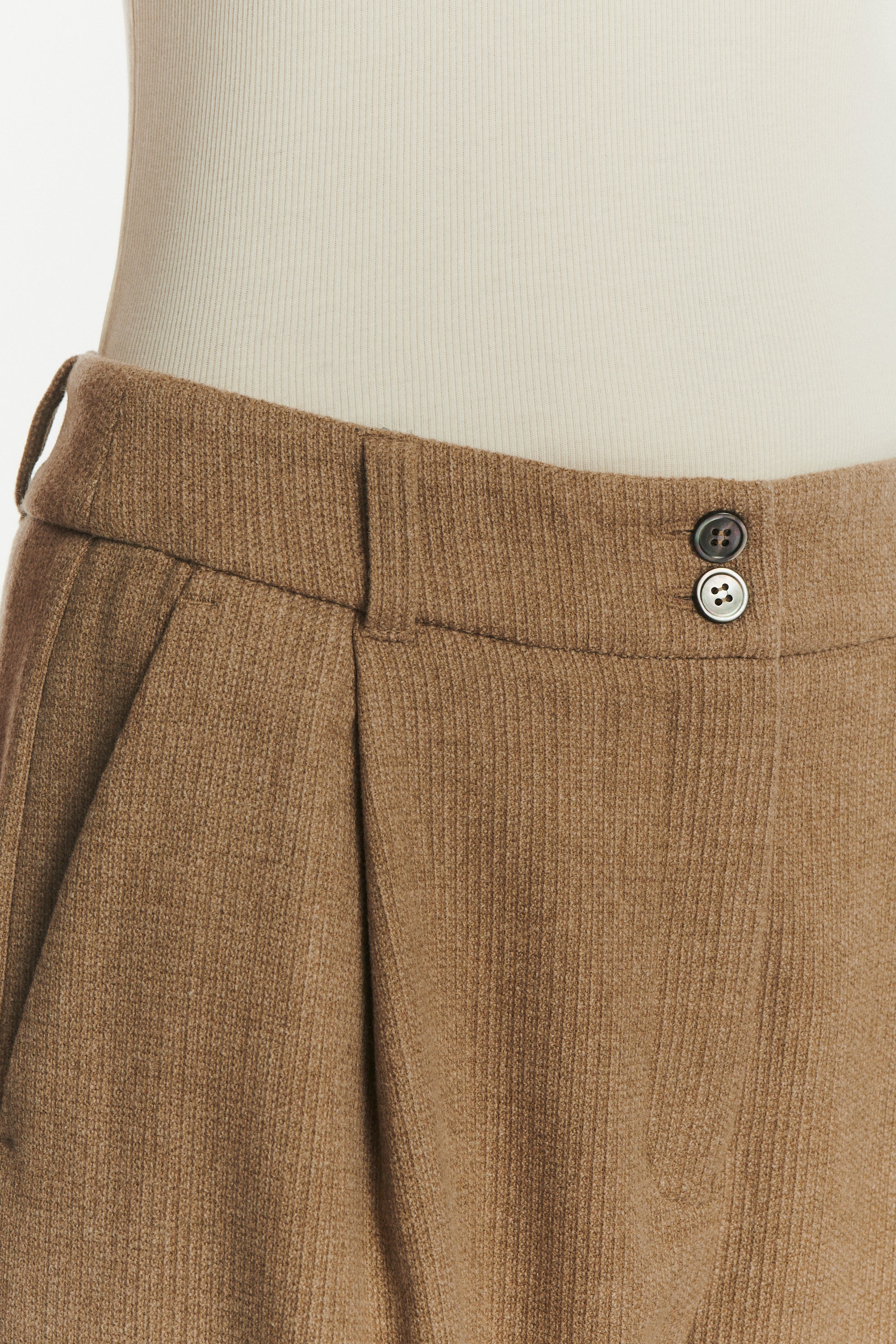 Slick Trousers in the Finest Light Beige Italian Virgin Wool and Cashmere