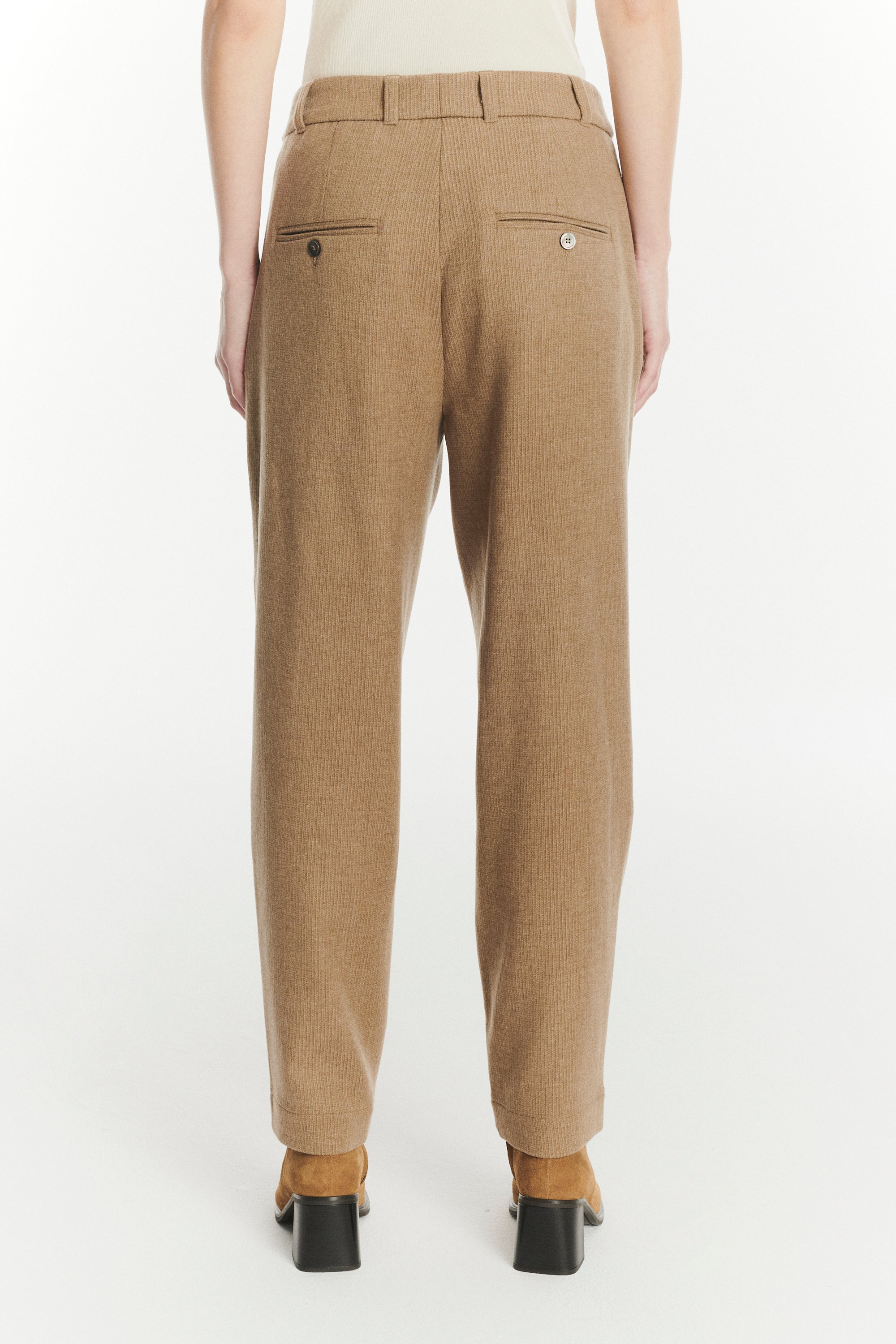 Slick Trousers in the Finest Light Beige Italian Virgin Wool and Cashmere