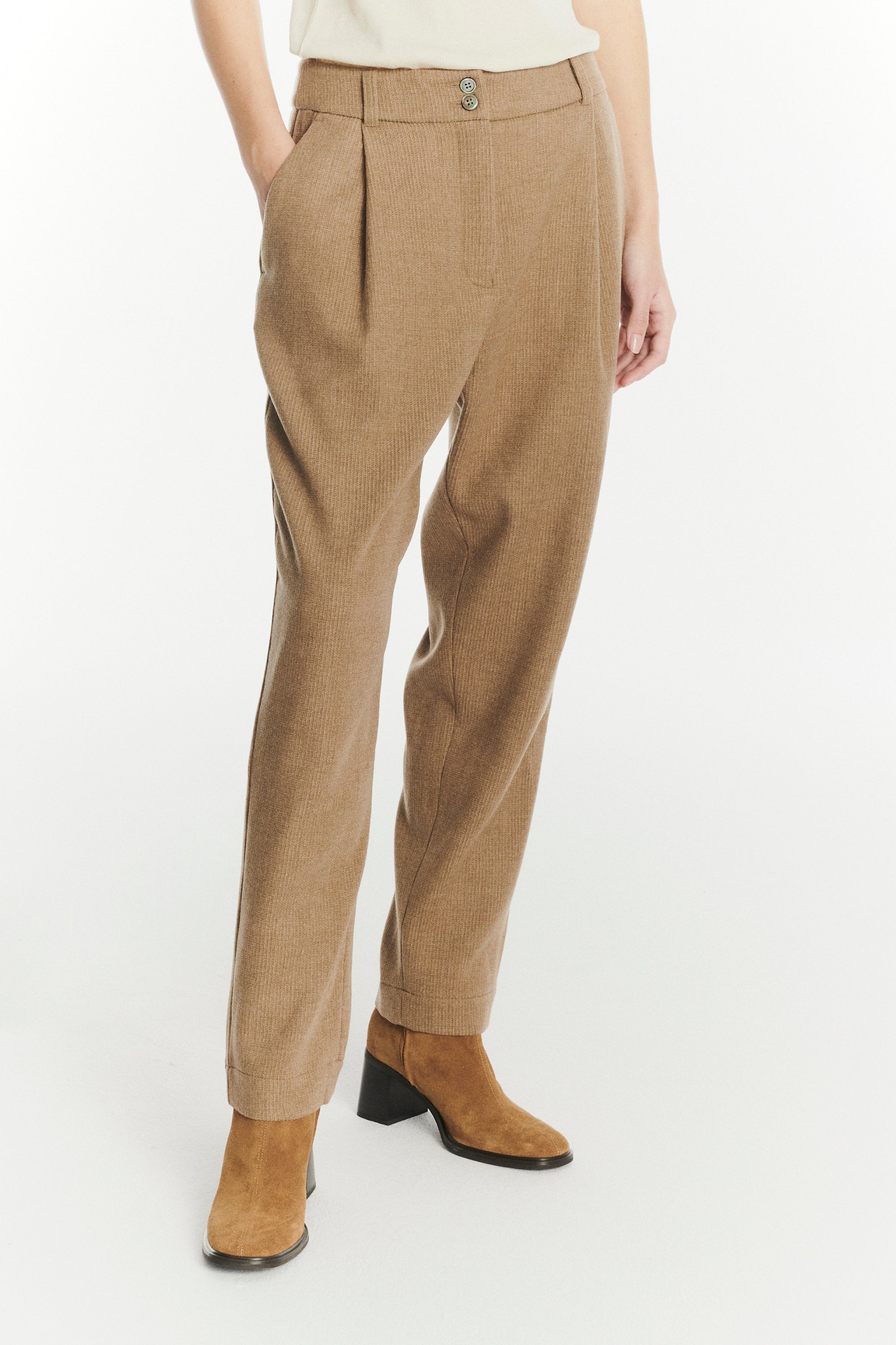 Slick Trousers in the Finest Light Beige Italian Virgin Wool and Cashmere