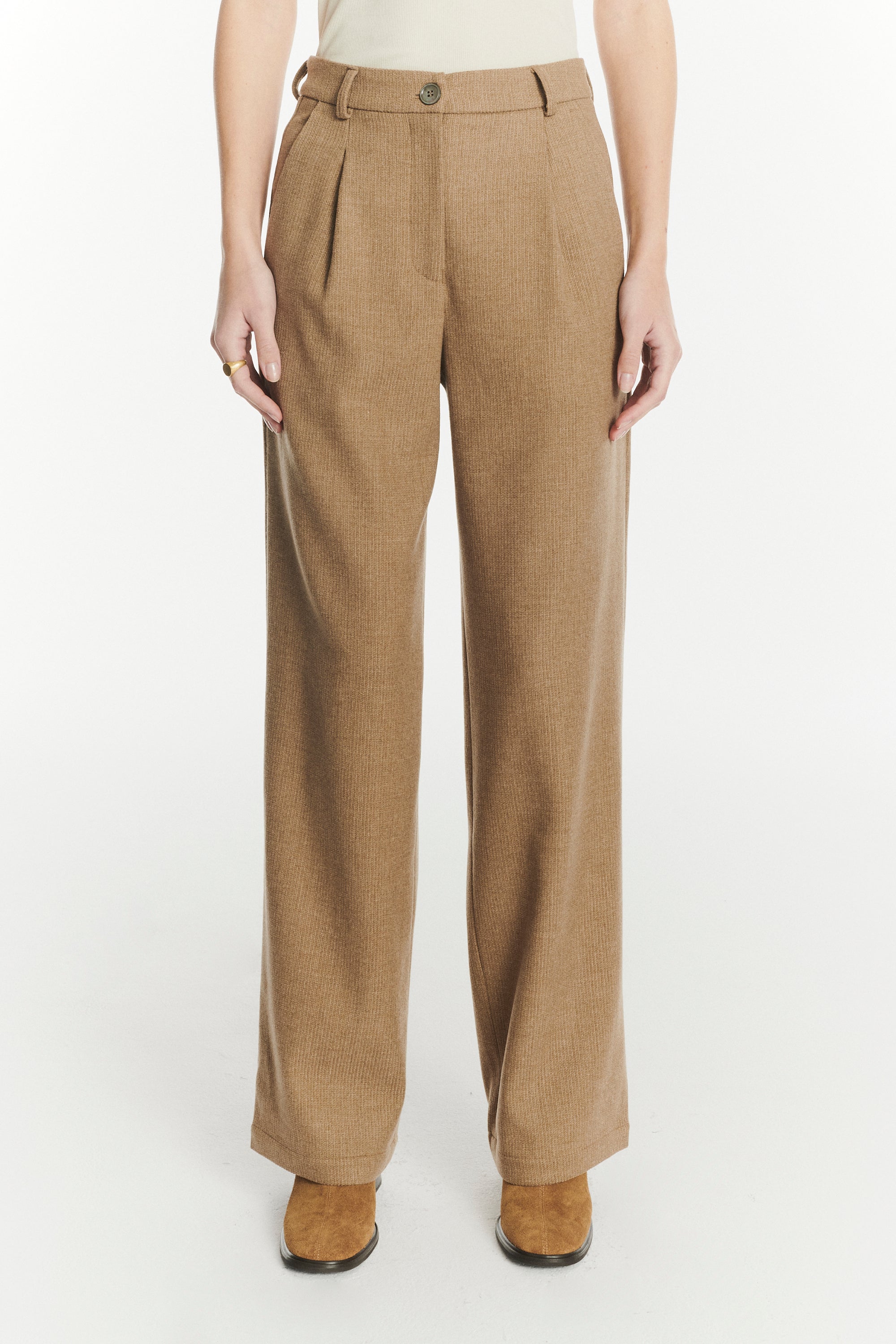 Slick Trousers in the Finest Light Beige Italian Virgin Wool and Cashmere
