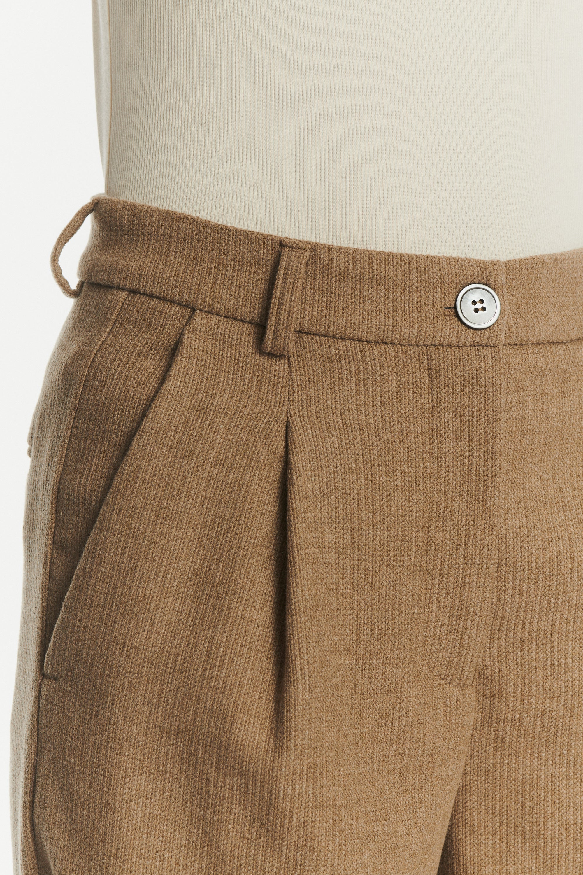 Slick Trousers in the Finest Light Beige Italian Virgin Wool and Cashmere