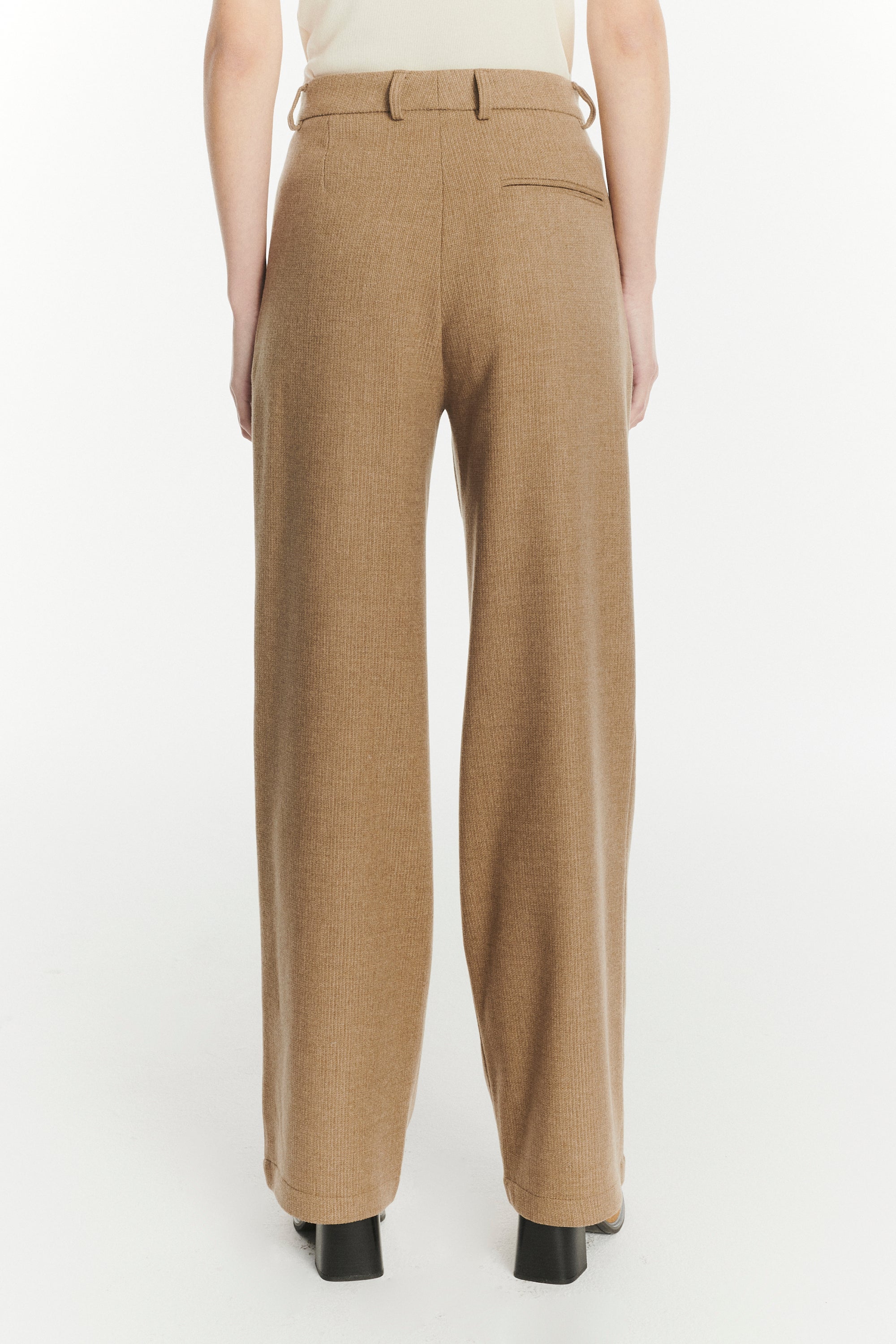 Slick Trousers in the Finest Light Beige Italian Virgin Wool and Cashmere