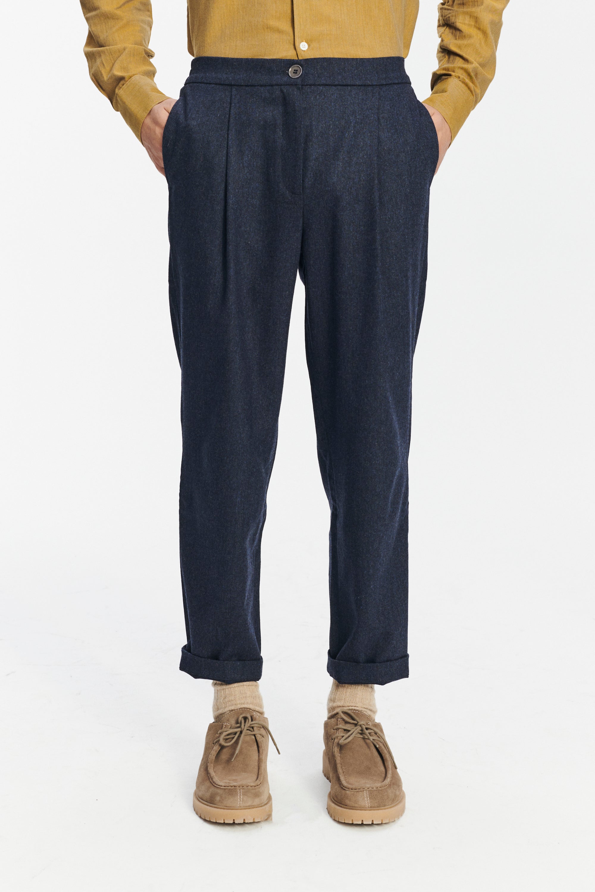 Genuine Trousers in the Finest Navy Blue Italian Virgin Wool and Cashmere