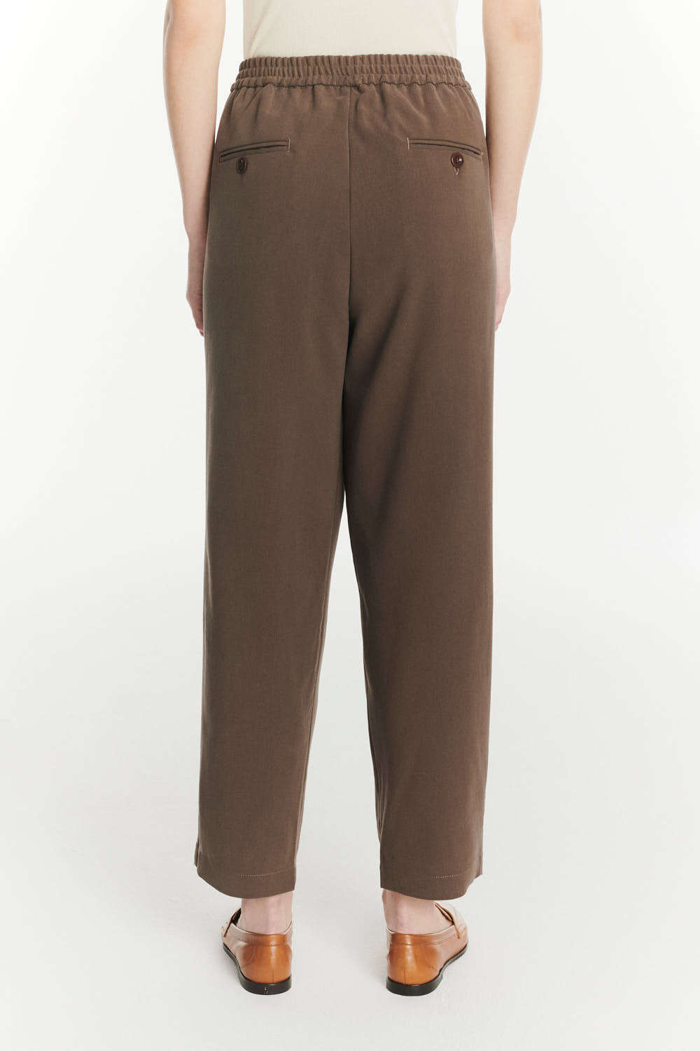 Trousers in the Finest Blend of Taupe Brown Italian Virgin Wool and Cotton by Albini