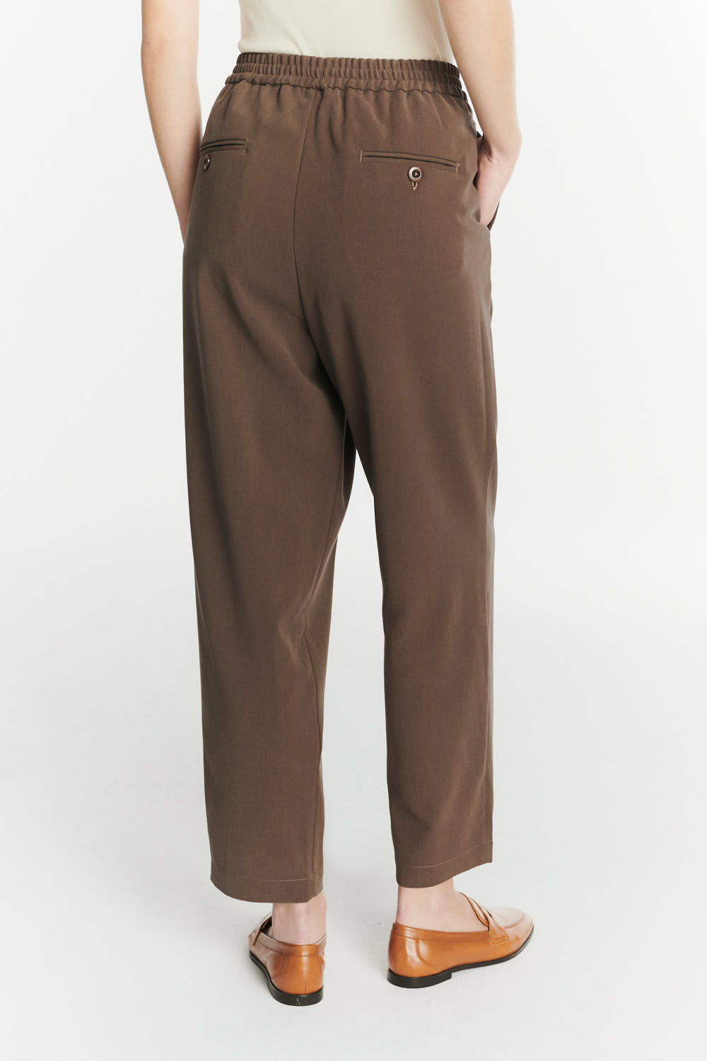 Trousers in the Finest Blend of Taupe Brown Italian Virgin Wool and Cotton by Albini