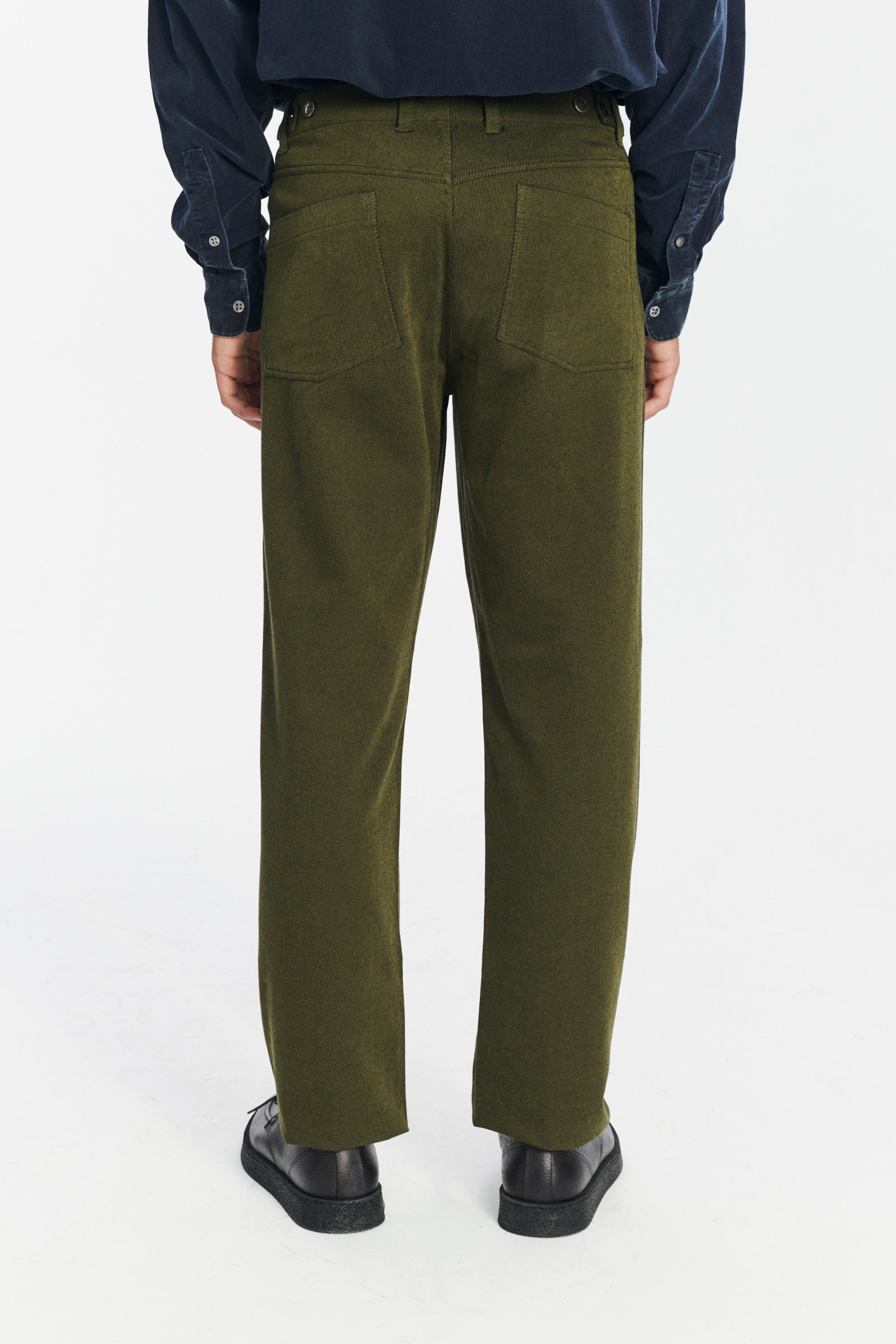 Fatigue Pants in the Finest Olive Green Italian Cotton and Wool Twill from Subalpino