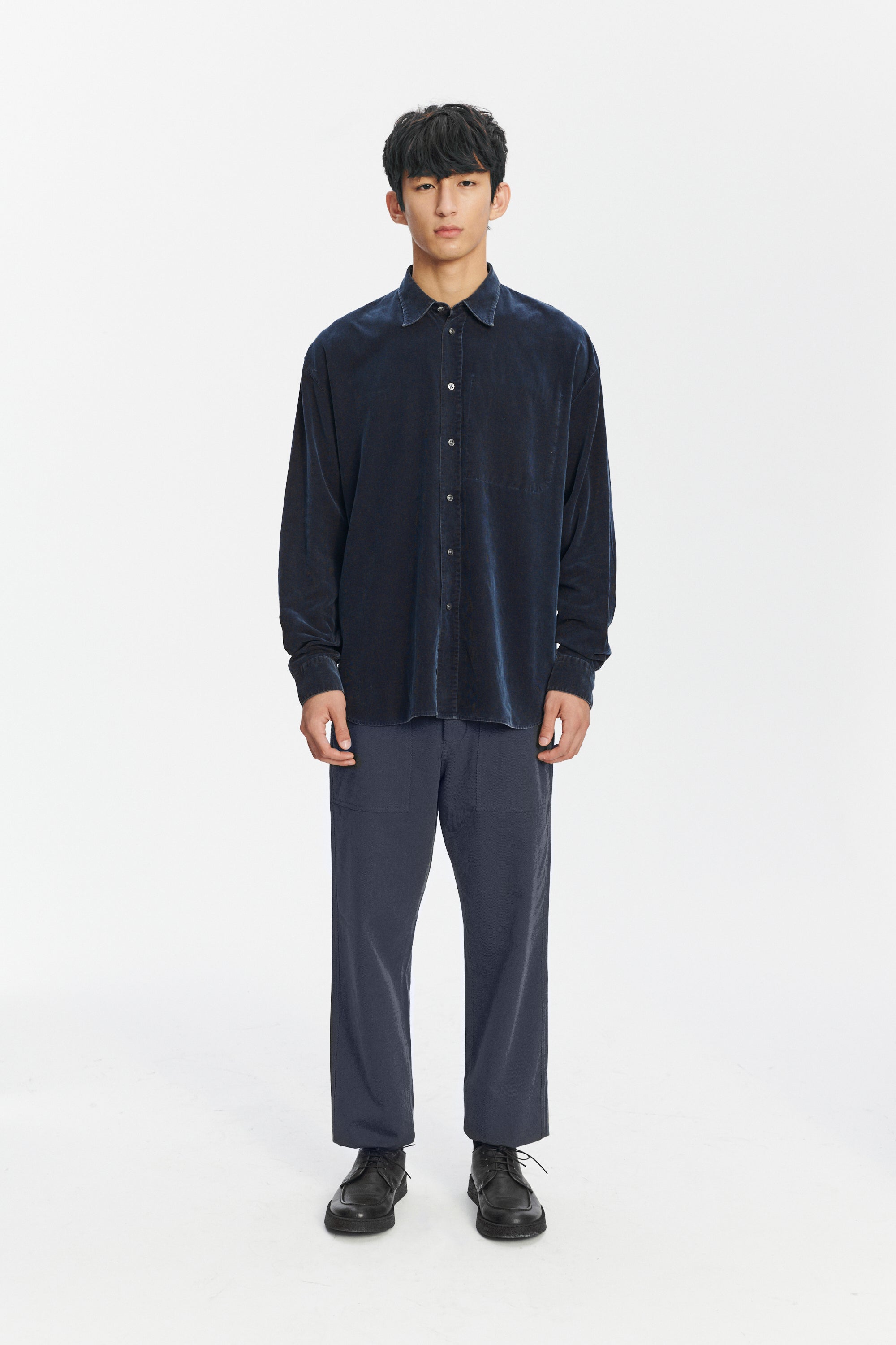 Fatigue Pants in the Finest Evening Blue Italian Twill Cotton and Wool