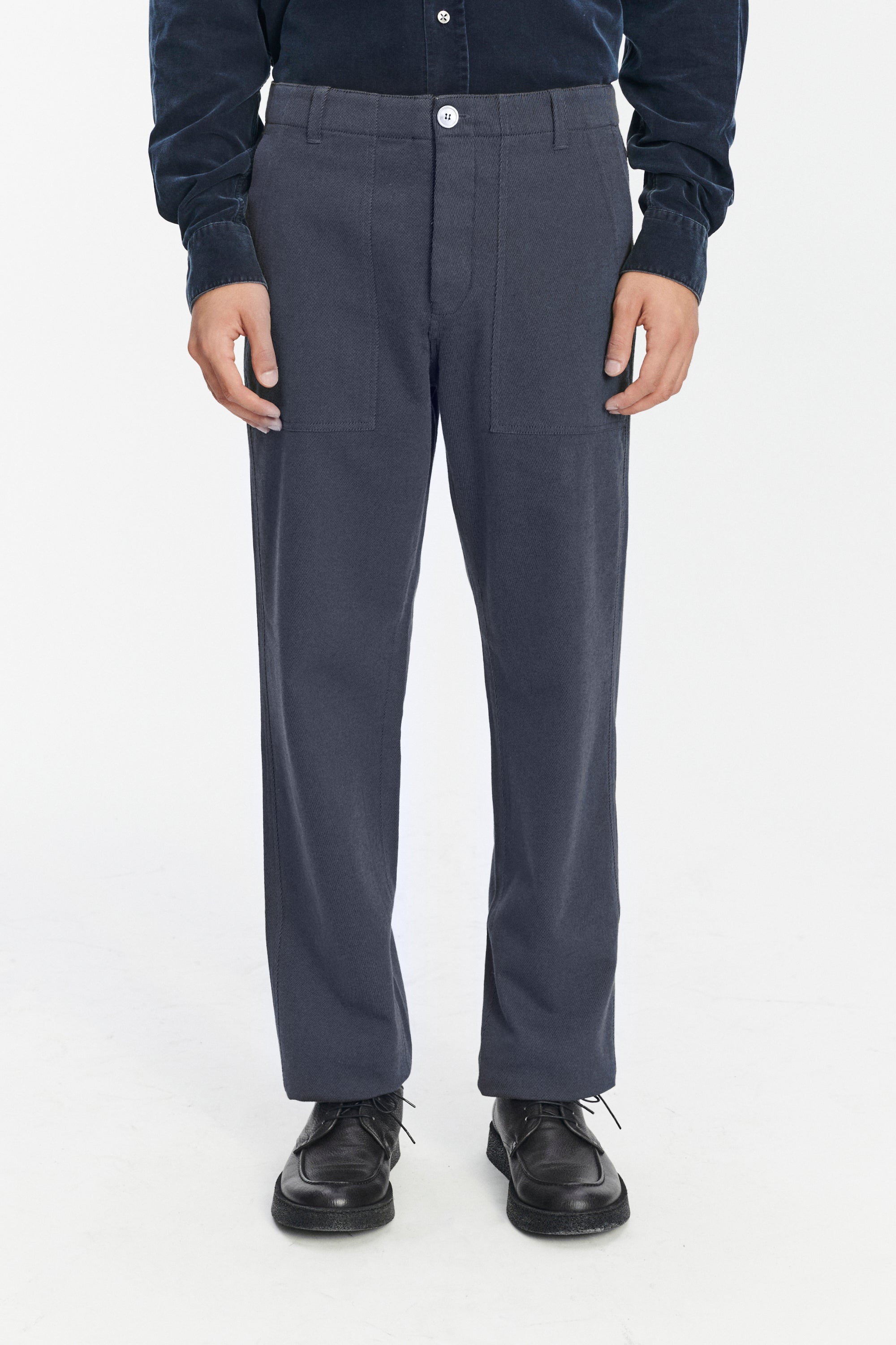 Fatigue Pants in the Finest Evening Blue Italian Twill Cotton and Wool