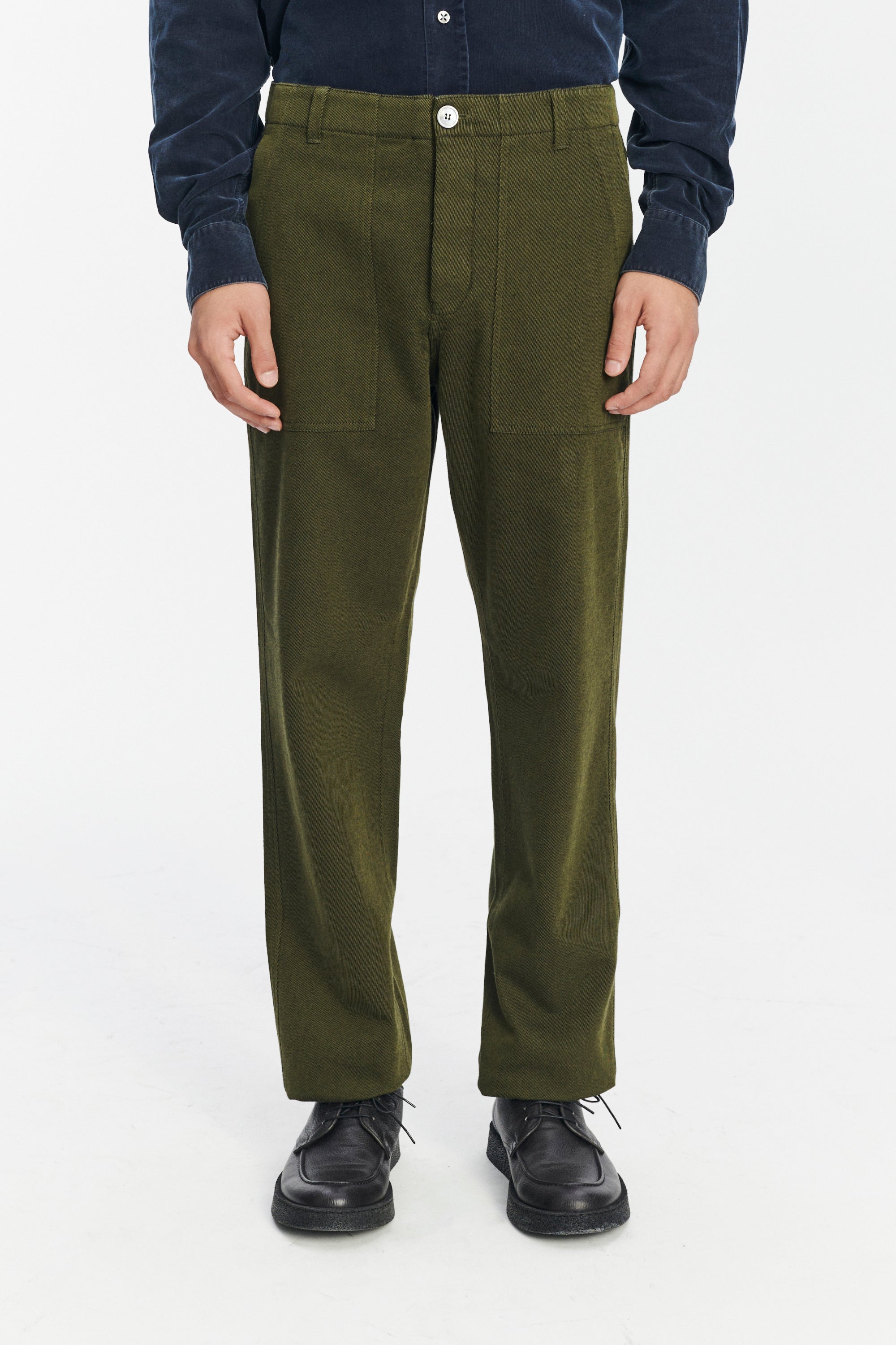 Fatigue Pants in the Finest Olive Green Italian Cotton and Wool Twill from Subalpino