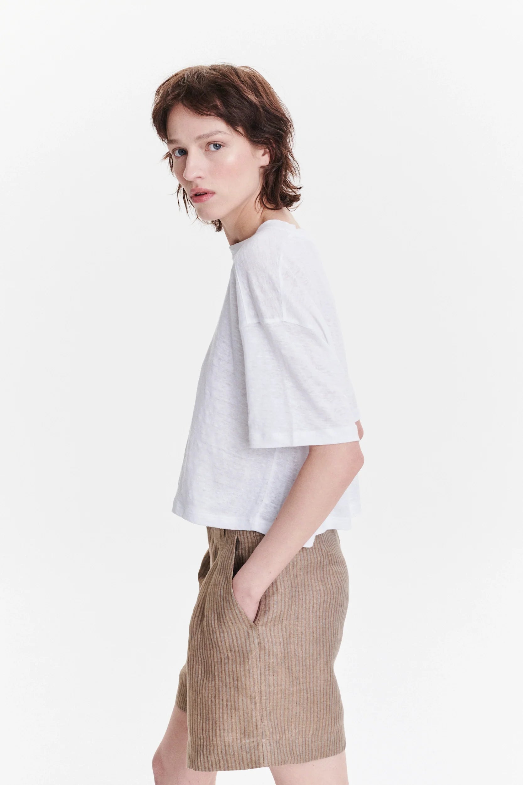 T-shirt in the Finest White Lithuanian Pure Linen Jersey