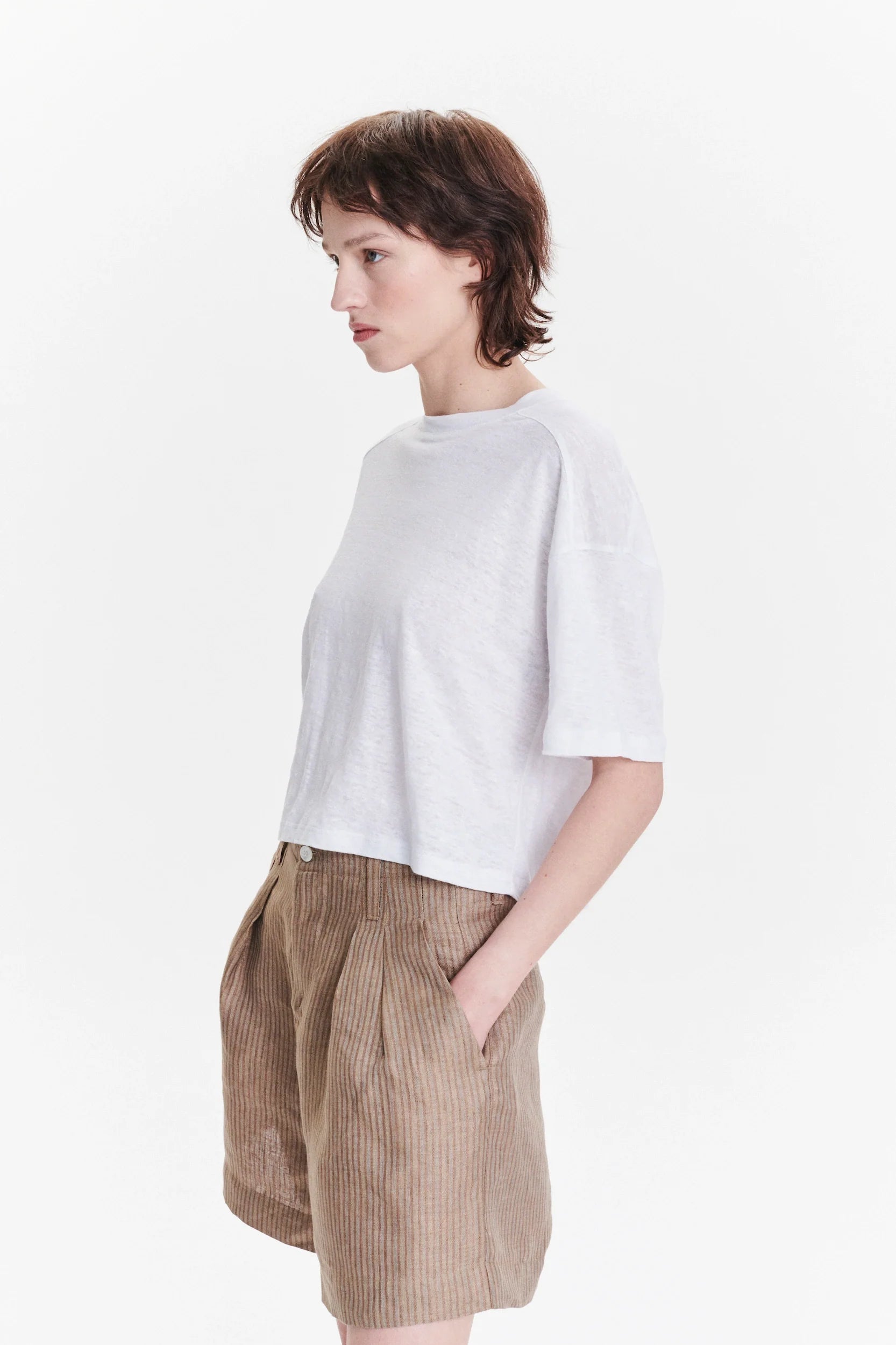 T-shirt in the Finest White Lithuanian Pure Linen Jersey