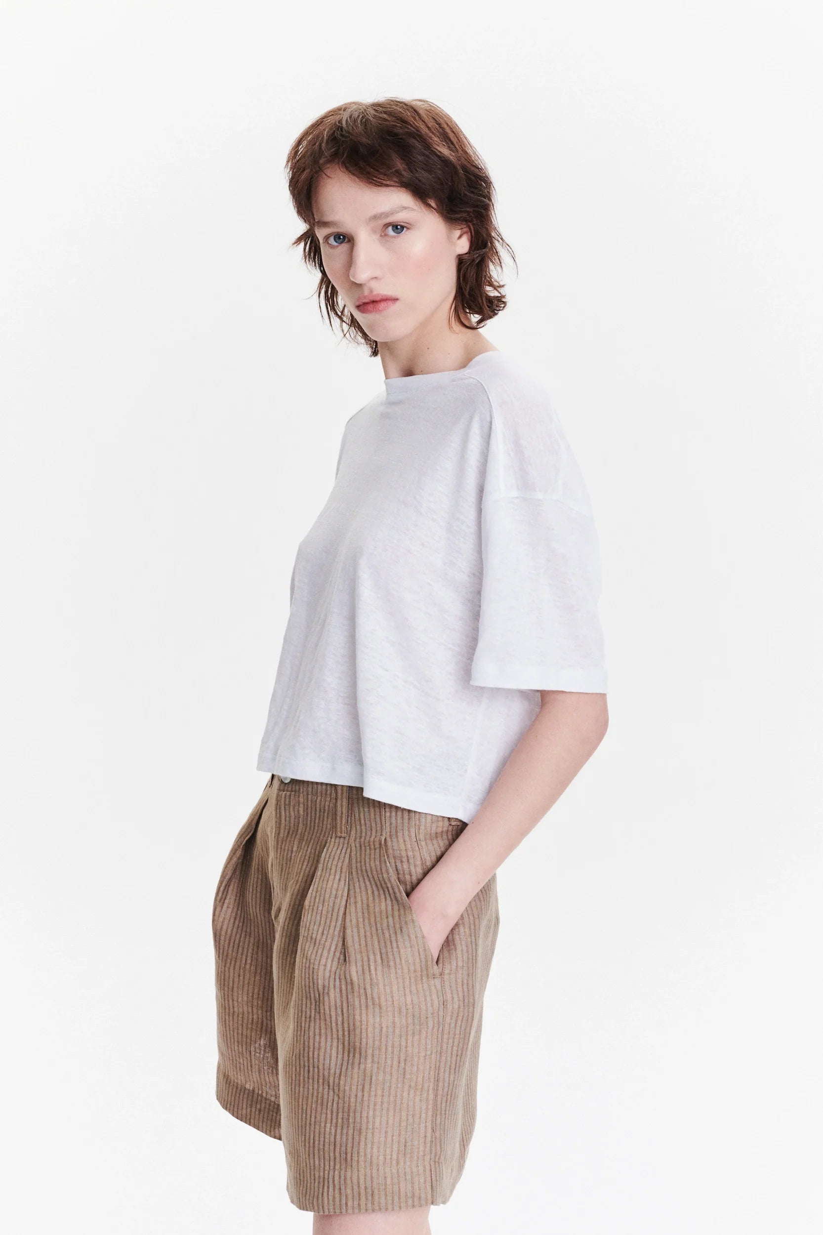 T-shirt in the Finest White Lithuanian Pure Linen Jersey