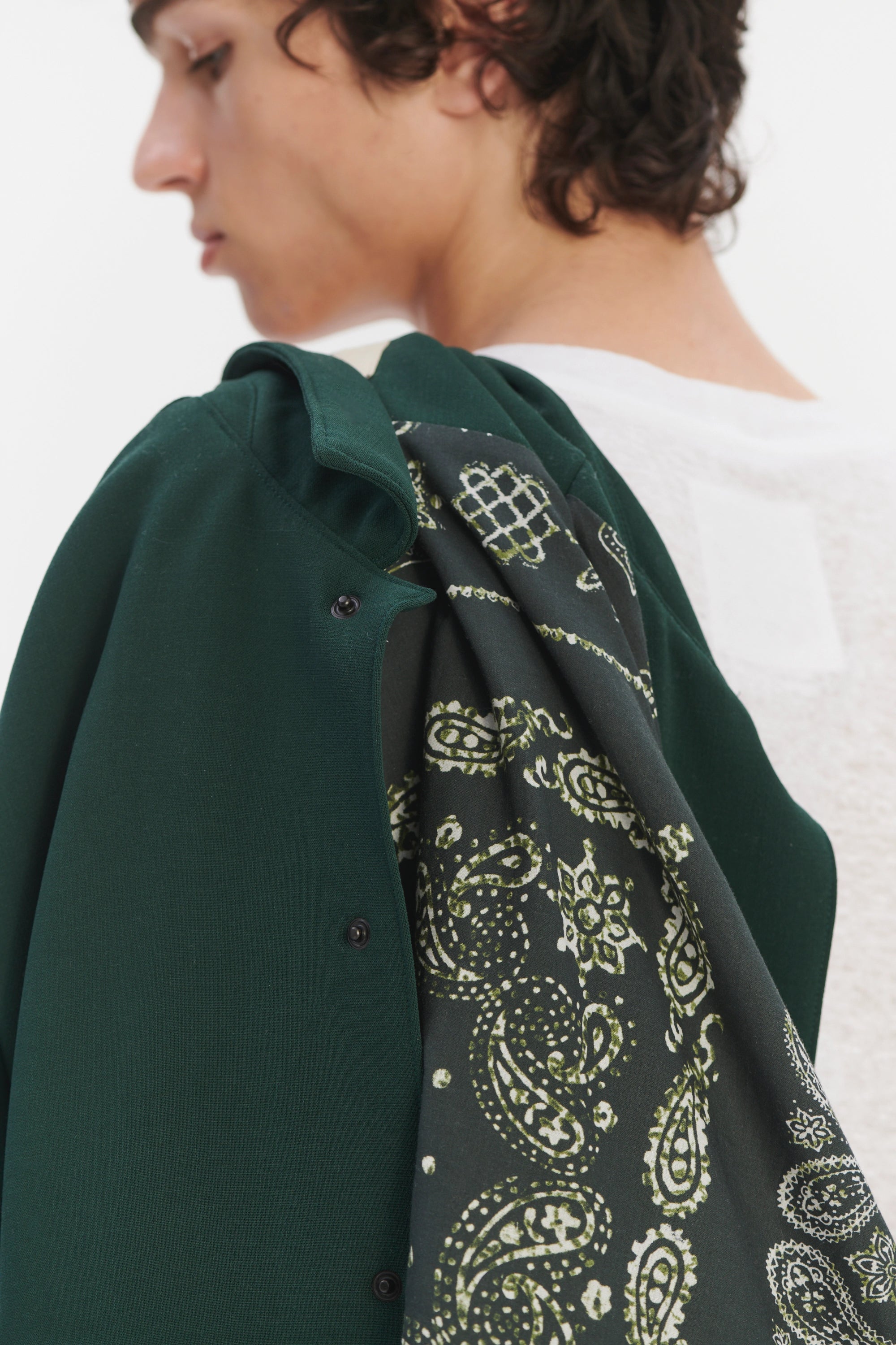 Snap Button Jacket in the Finest Green Easy Stretch Italian Virgin Wool