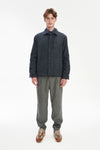 Snap Button Jacket in Navy Recycled Wool and Cotton with MEIDA