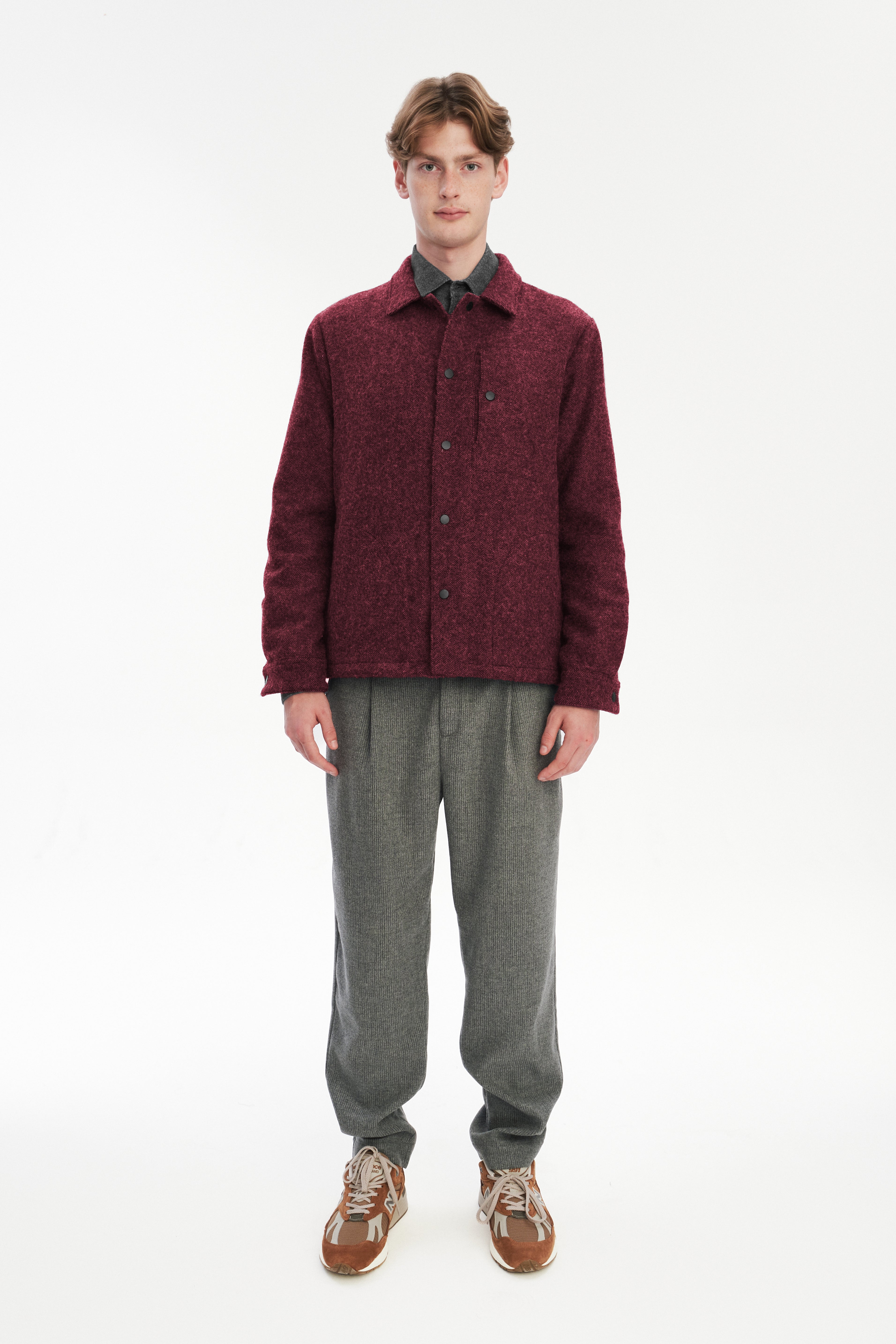 Snap Button Jacket in Italian Recycled Wool and Cotton with MEIDA