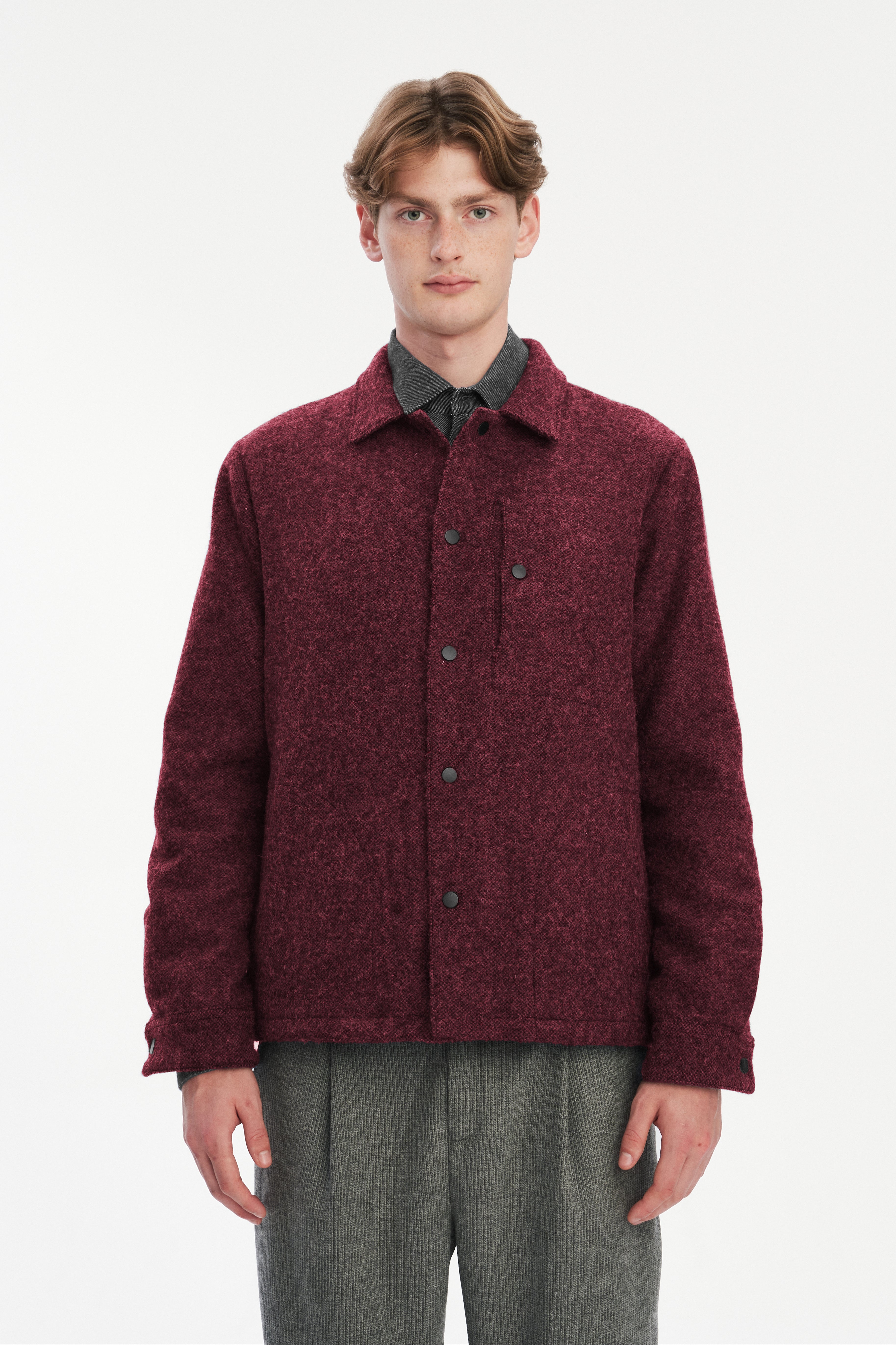 Snap Button Jacket in Italian Recycled Wool and Cotton with MEIDA