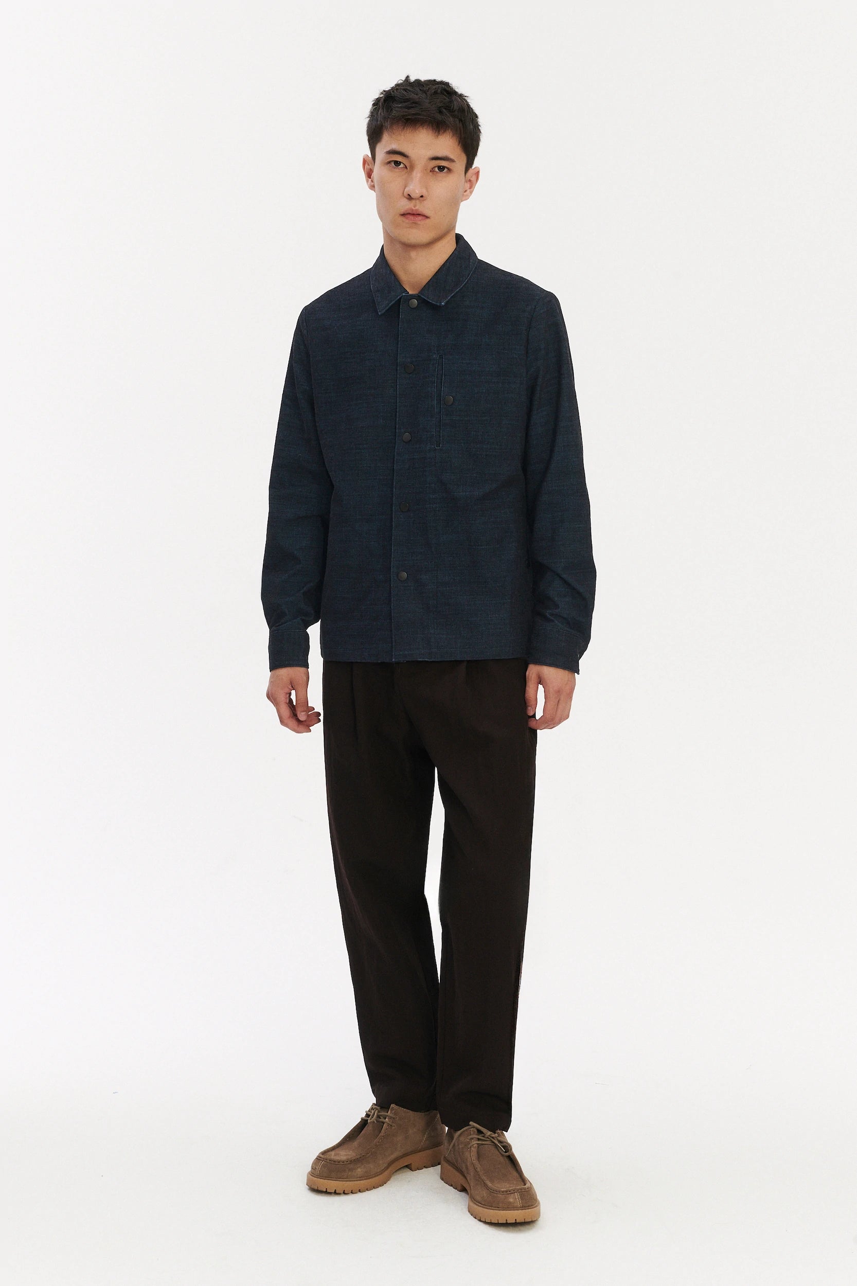 snap-button-jacket-in-a-dark-blue-melange-italian-corduroy-cotton-and-meida-isolation