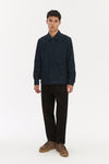 Snap Button Jacket in a Dark Blue Melange Italian Corduroy Cotton and Meida Isolation