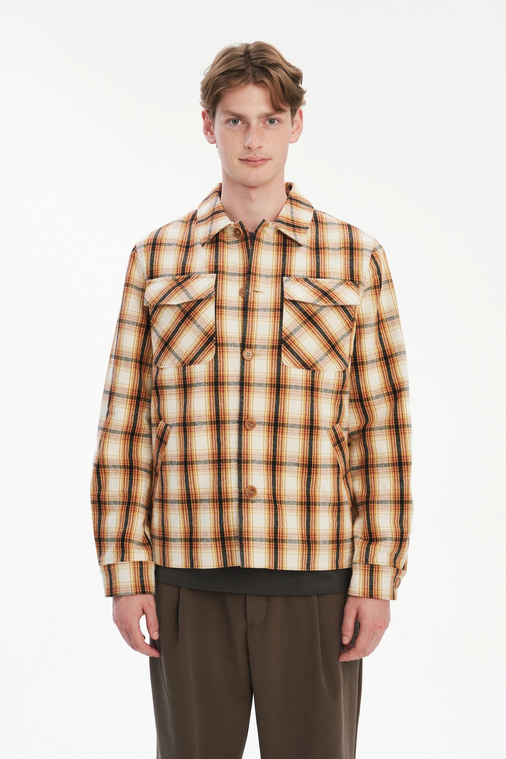 Winter Jacket in a Thick Recycled Italian Chequered Cotton and MEIDA Insulation