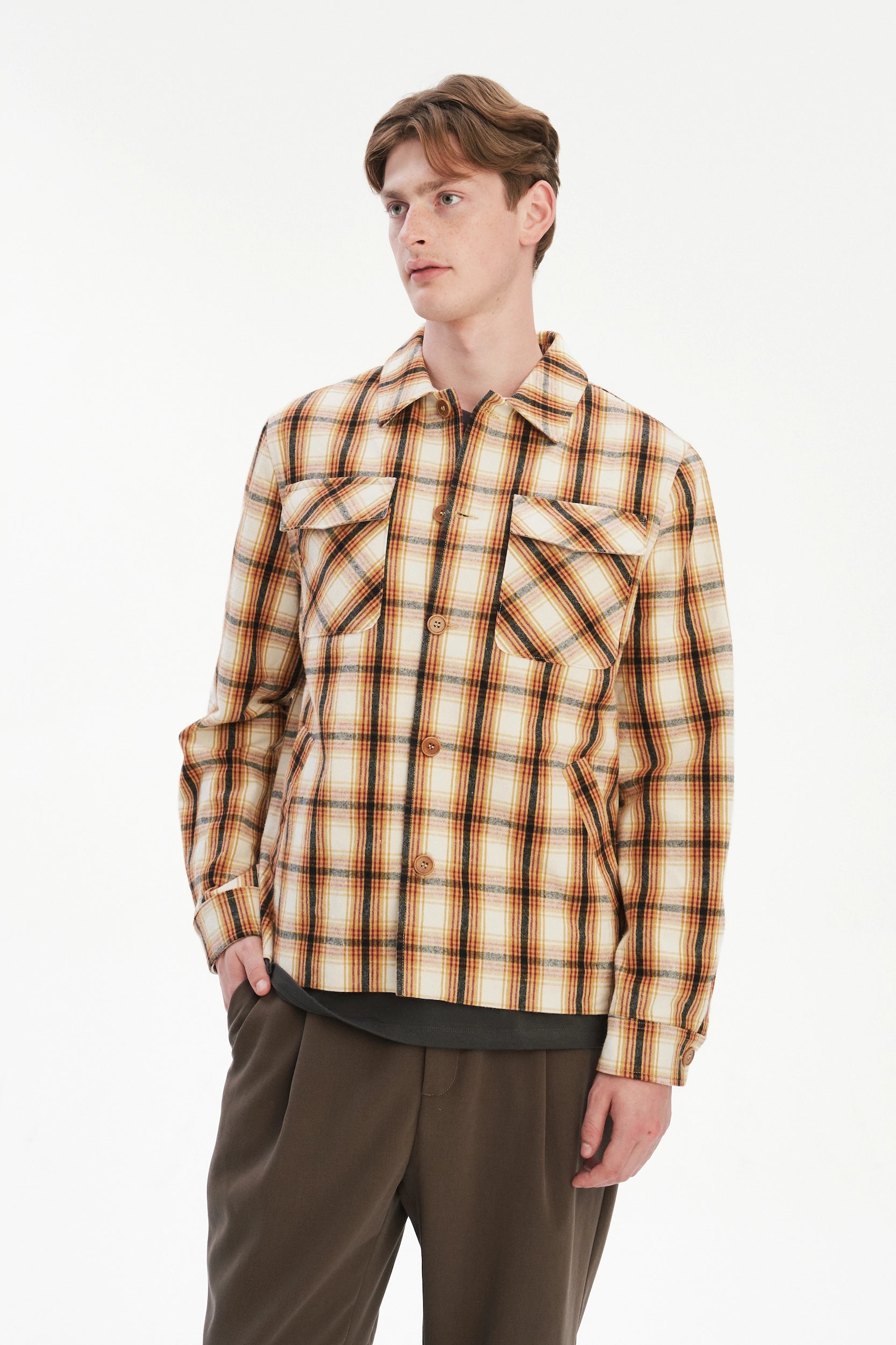 Winter Jacket in a Thick Recycled Italian Chequered Cotton and MEIDA Insulation