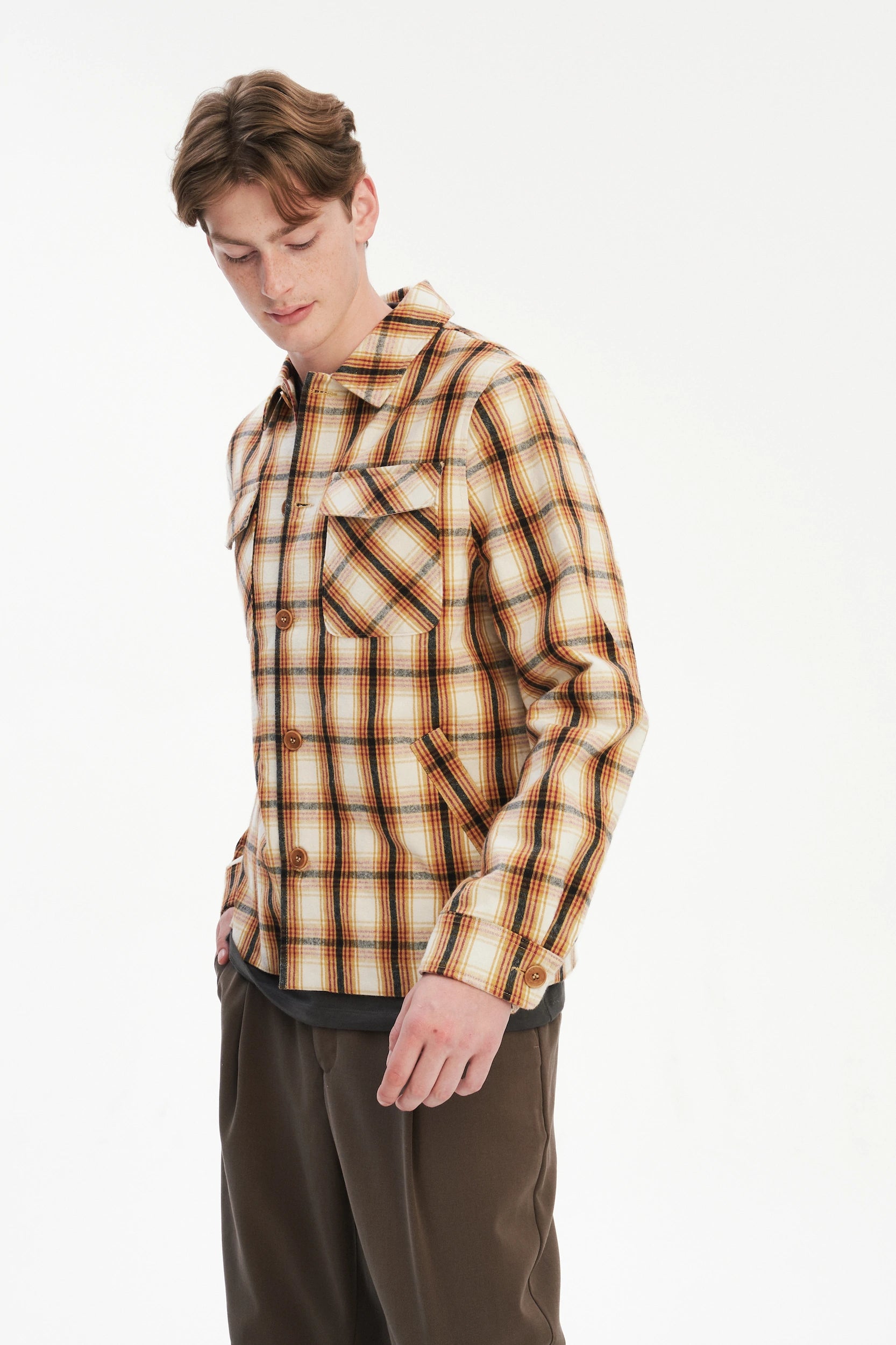 Winter Jacket in a Thick Recycled Italian Chequered Cotton and MEIDA Insulation