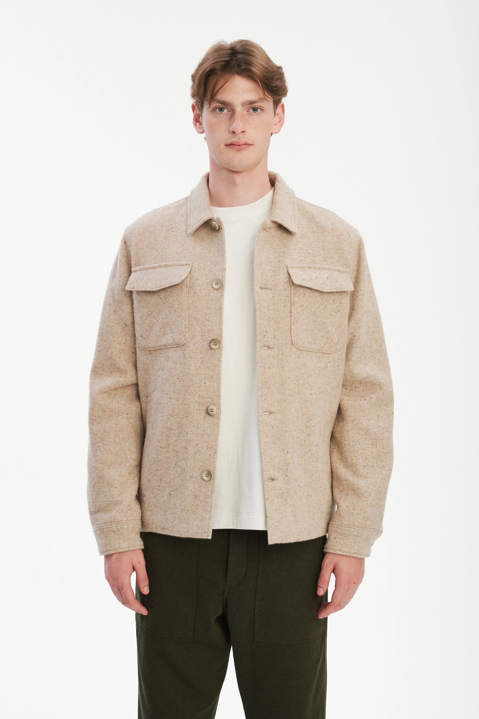 Winter Jacket in a Thick Recycled Italian Wool and Polyamide