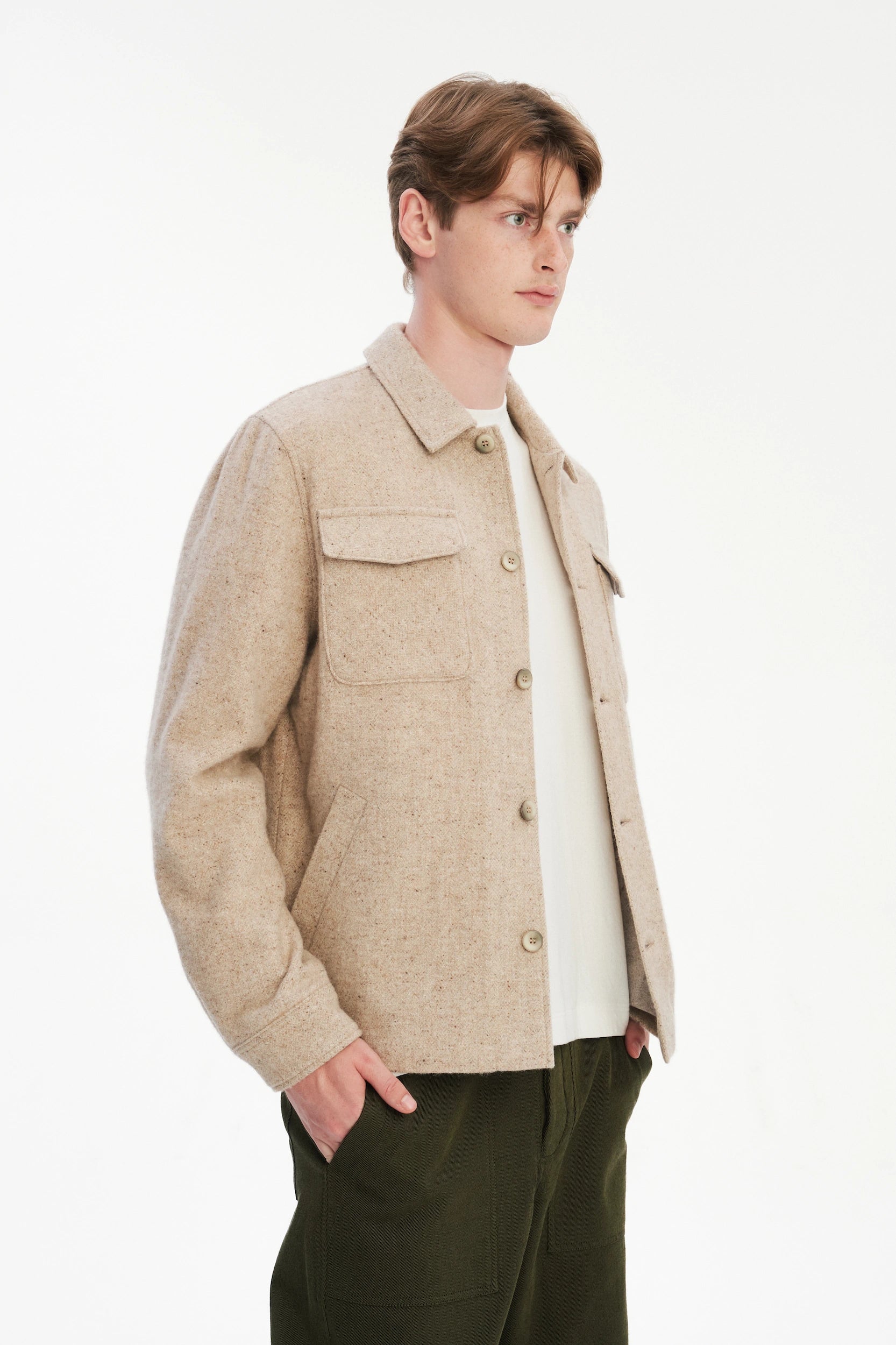 Winter Jacket in a Thick Recycled Italian Wool and Polyamide