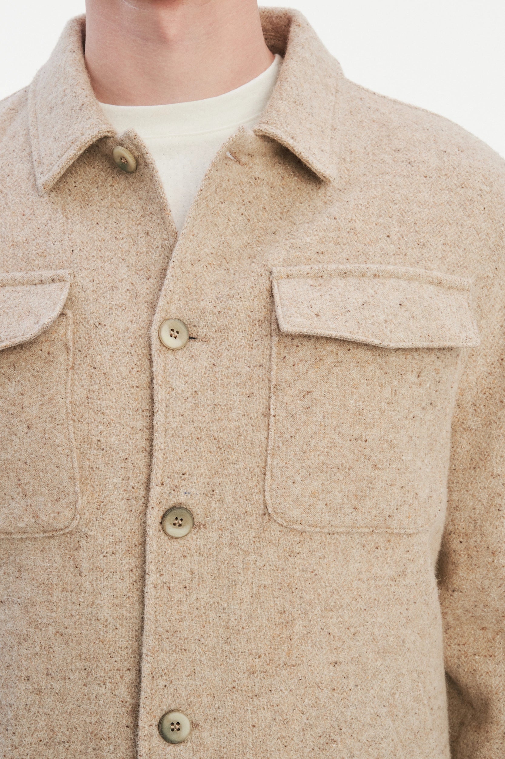 Winter Jacket in a Thick Recycled Italian Wool and Polyamide