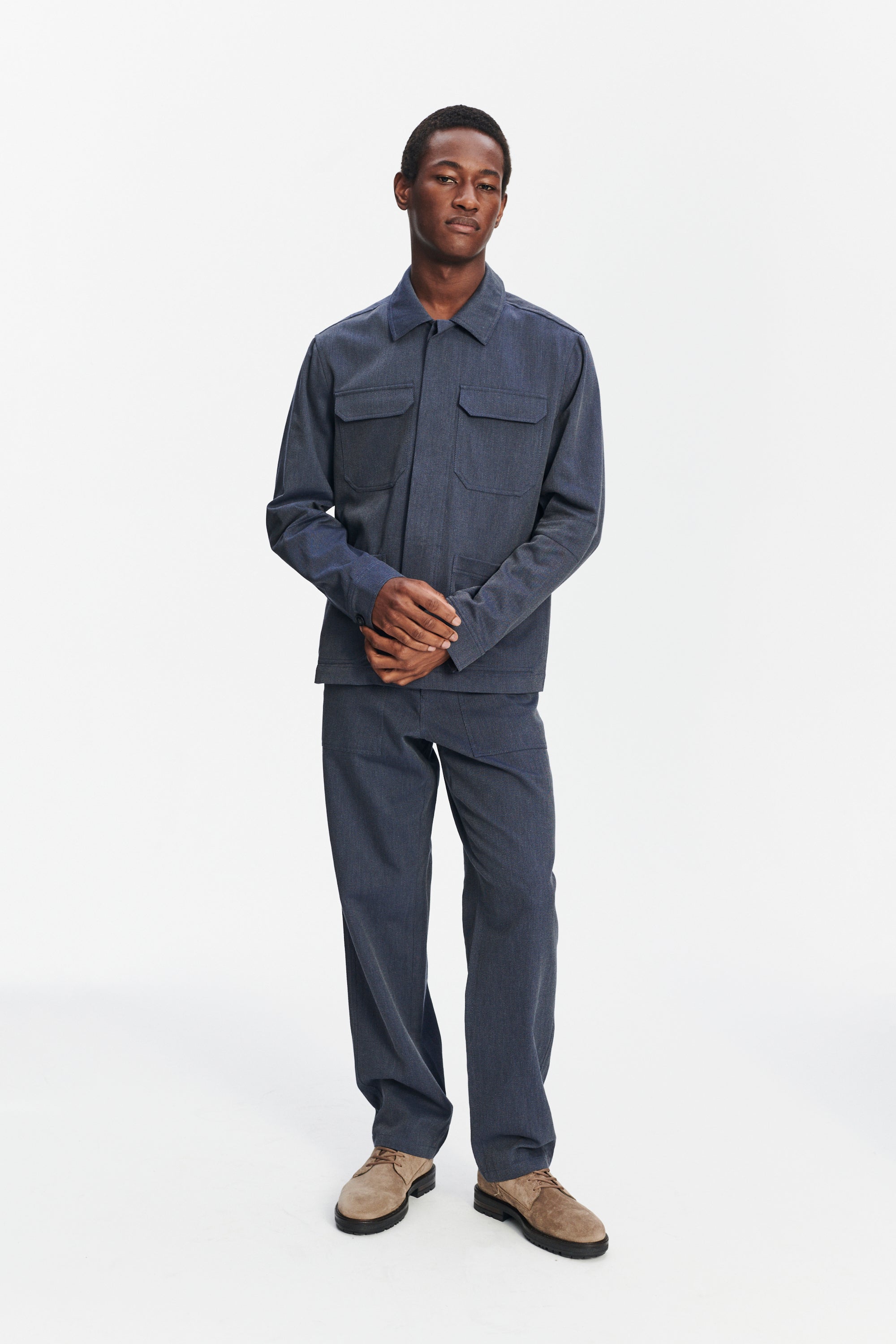 Fatigue Pants in the Finest Evening Blue Italian Twill Cotton and Wool