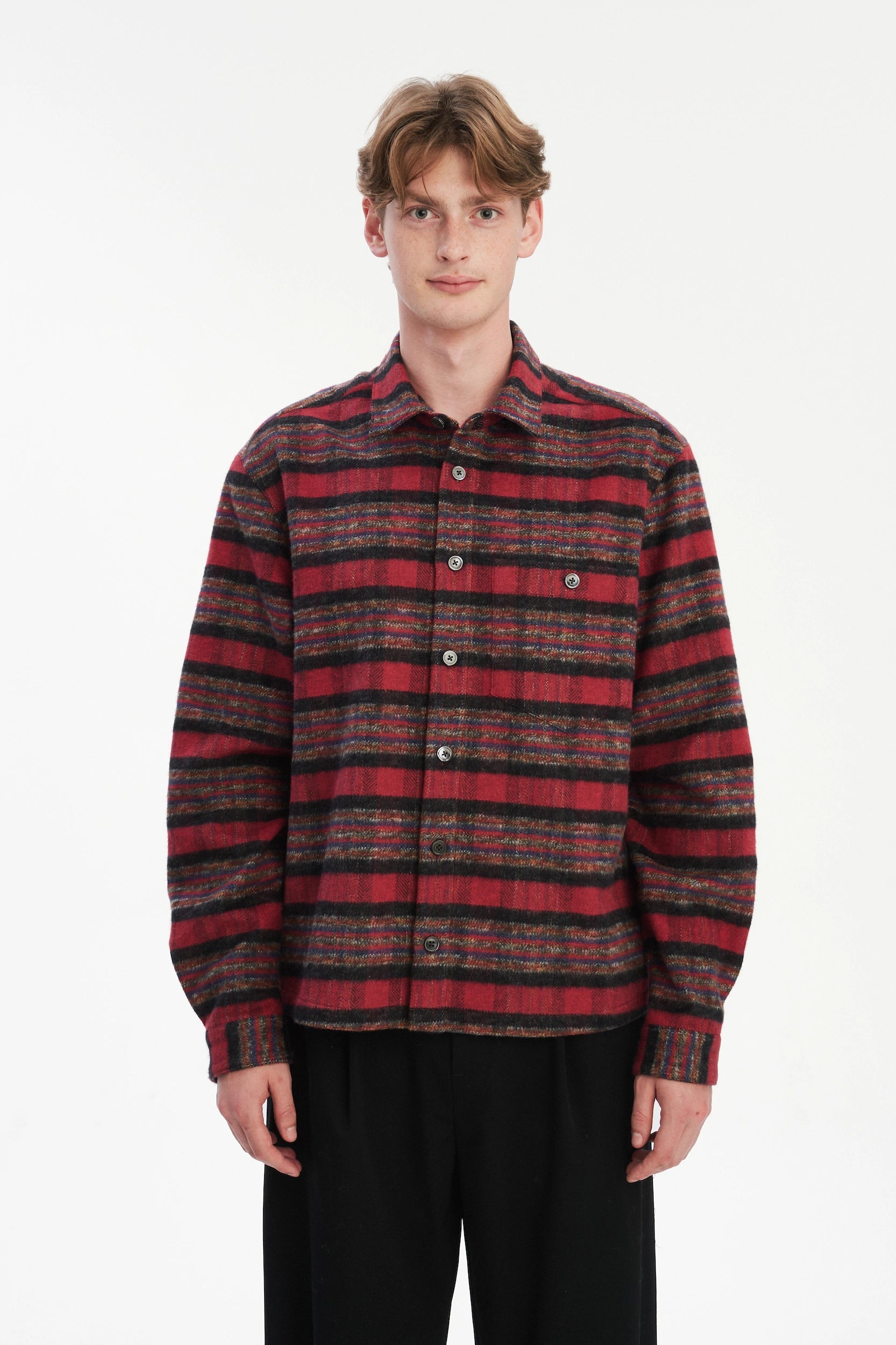 Overshirt in the Finest Italian Recycled Cotton, crafted in a timeless checked design