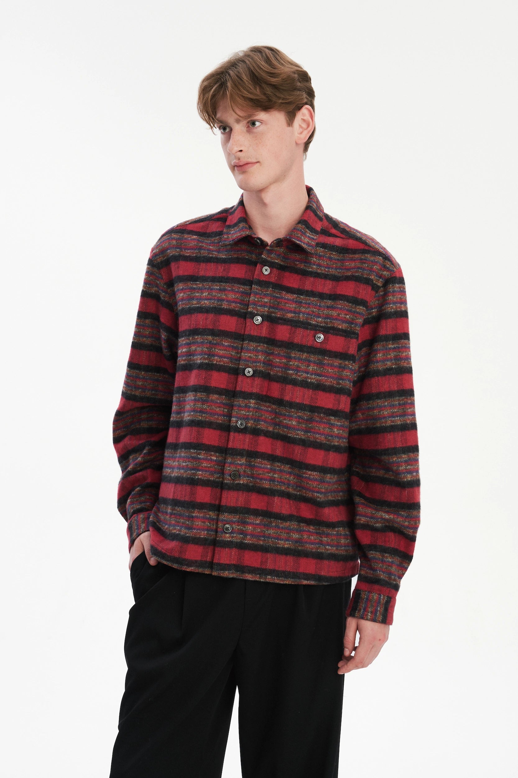 Overshirt in the Finest Italian Recycled Cotton, crafted in a timeless checked design