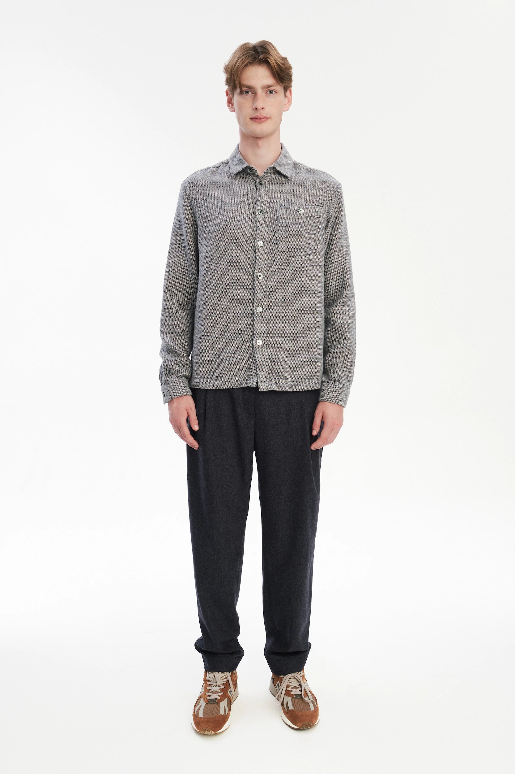 Architect's Shirt in Stone Blue Blend of Cotton and Hemp