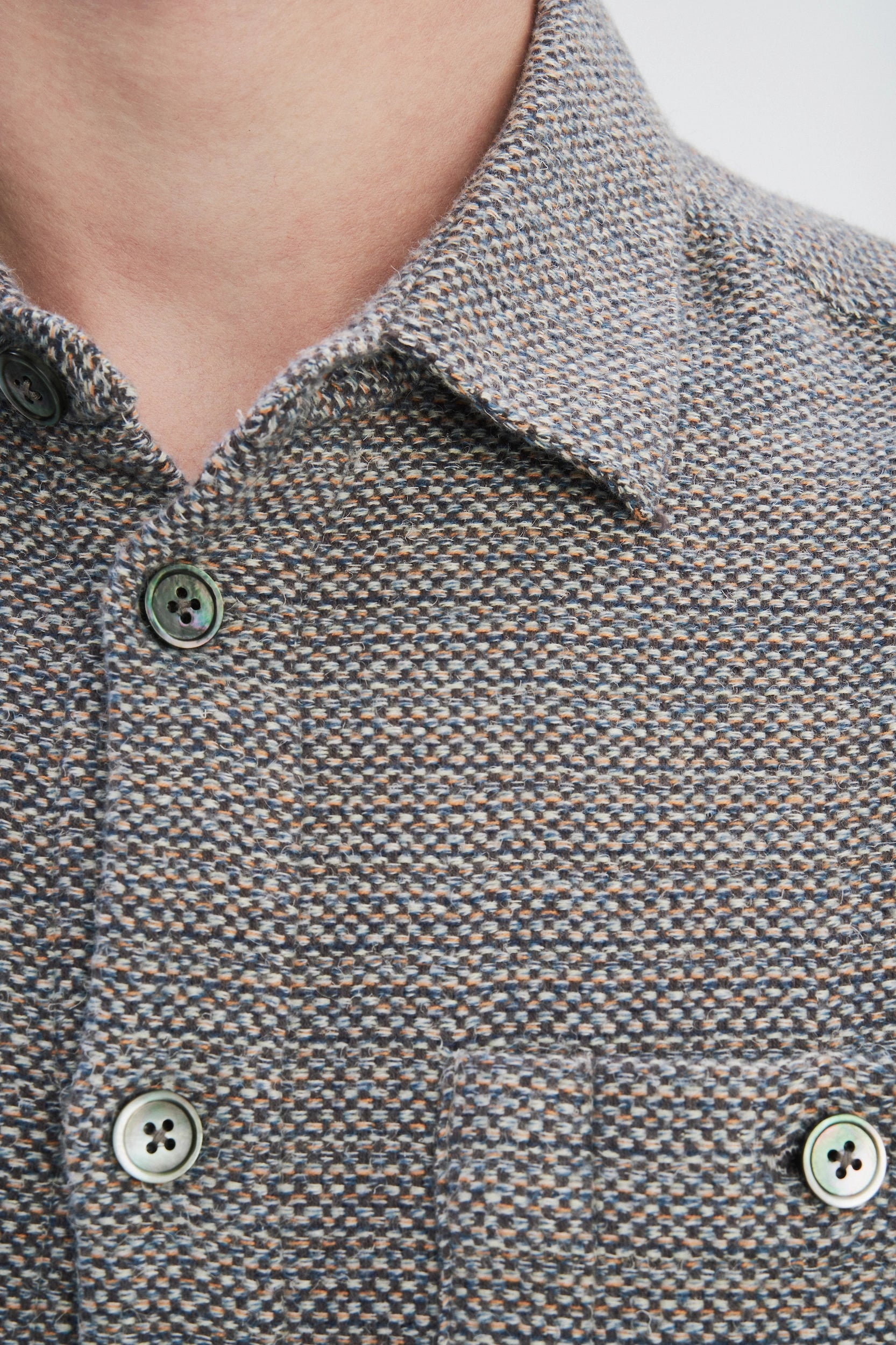 Architect's Shirt in Stone Blue Blend of Cotton and Hemp
