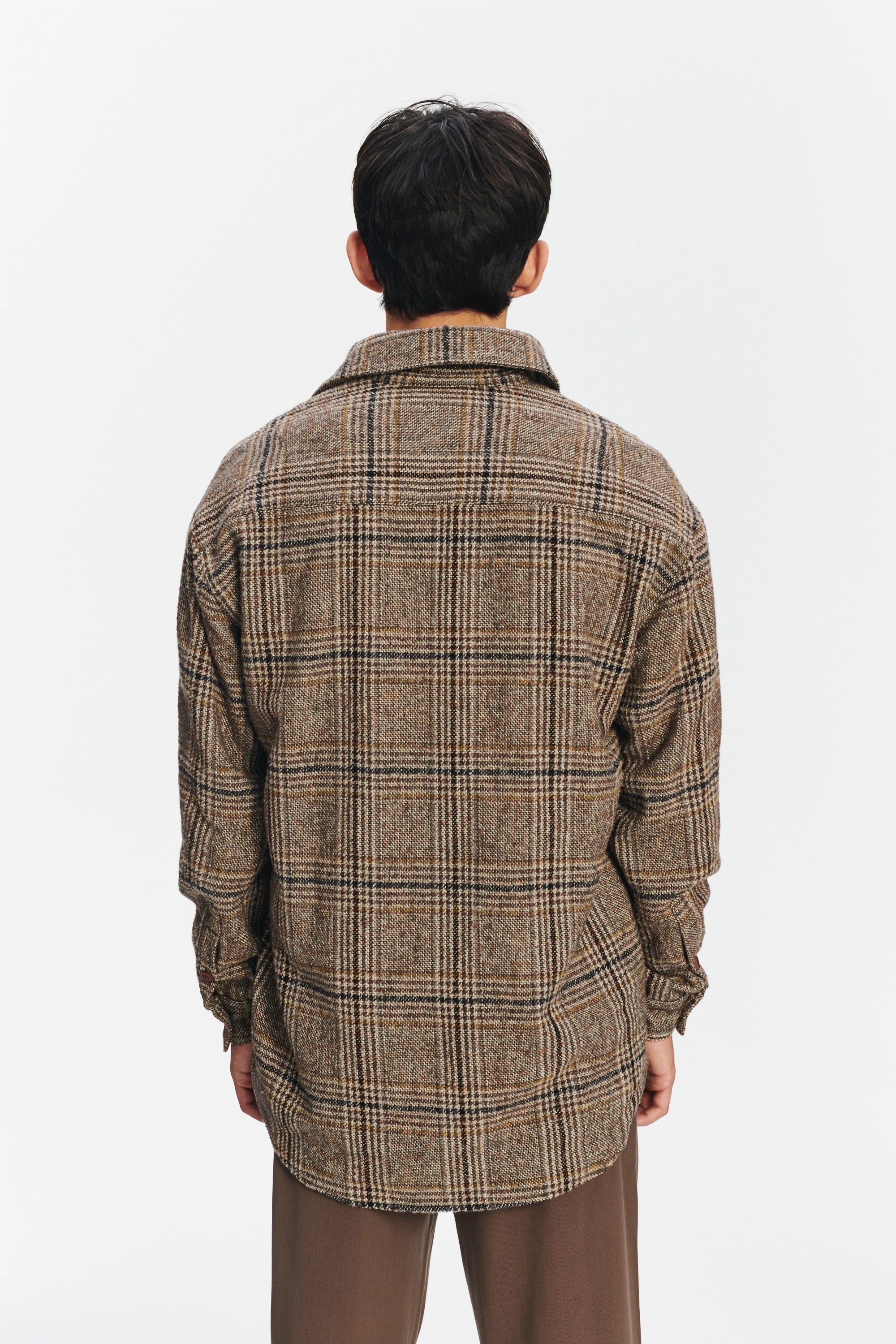 Easy Fit Jacket in a Brown, Beige and Black Chequered Italian Wool with MEIDA Thermo Insulation