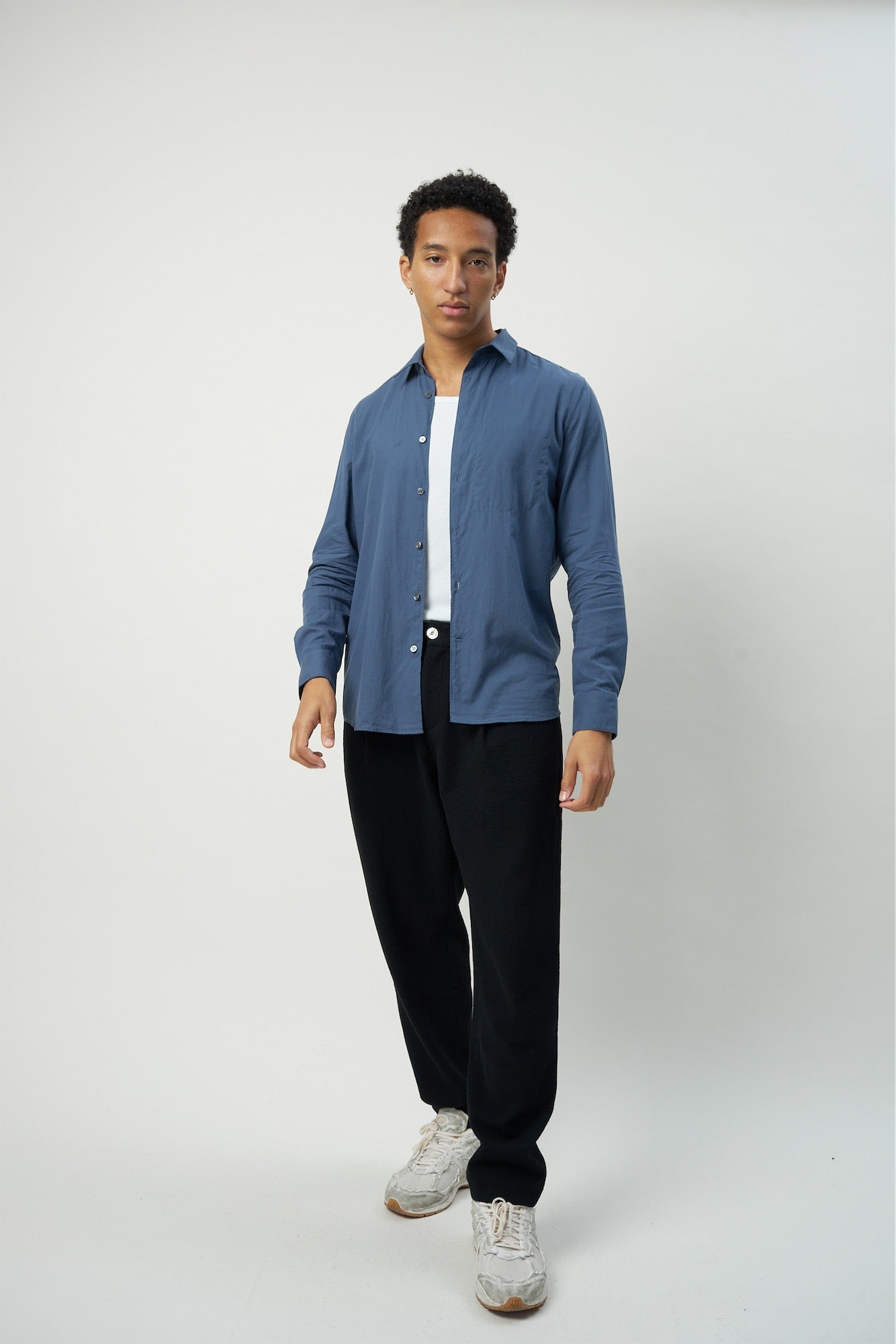 Feel Good Shirt in a Denim Blue Soft Exceptional Egyptian Nile Delta Giza 87 Italian Cotton