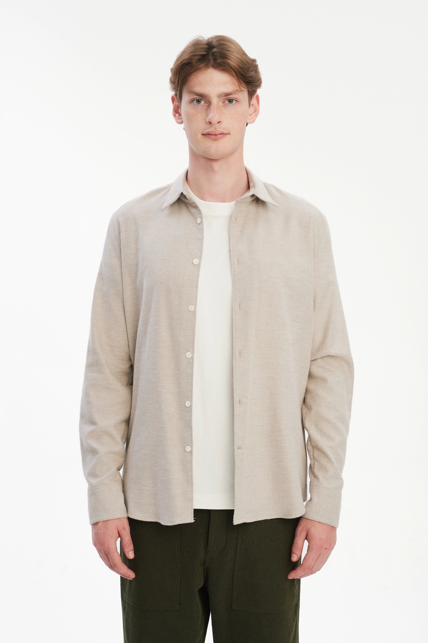Feel Good Shirt in the Finest Brushed Cotton – Light Beige
