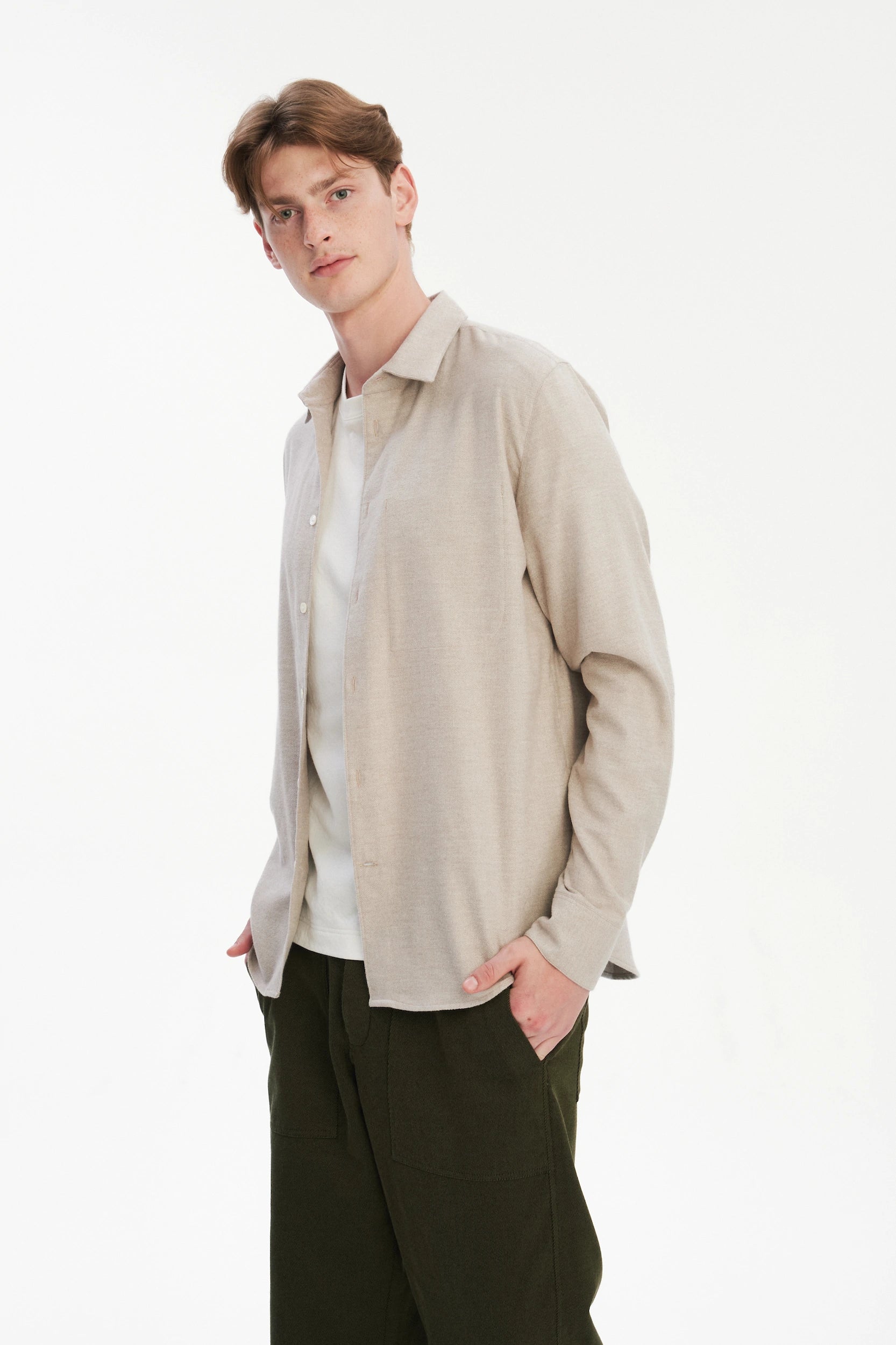 Feel Good Shirt in the Finest Brushed Cotton – Light Beige