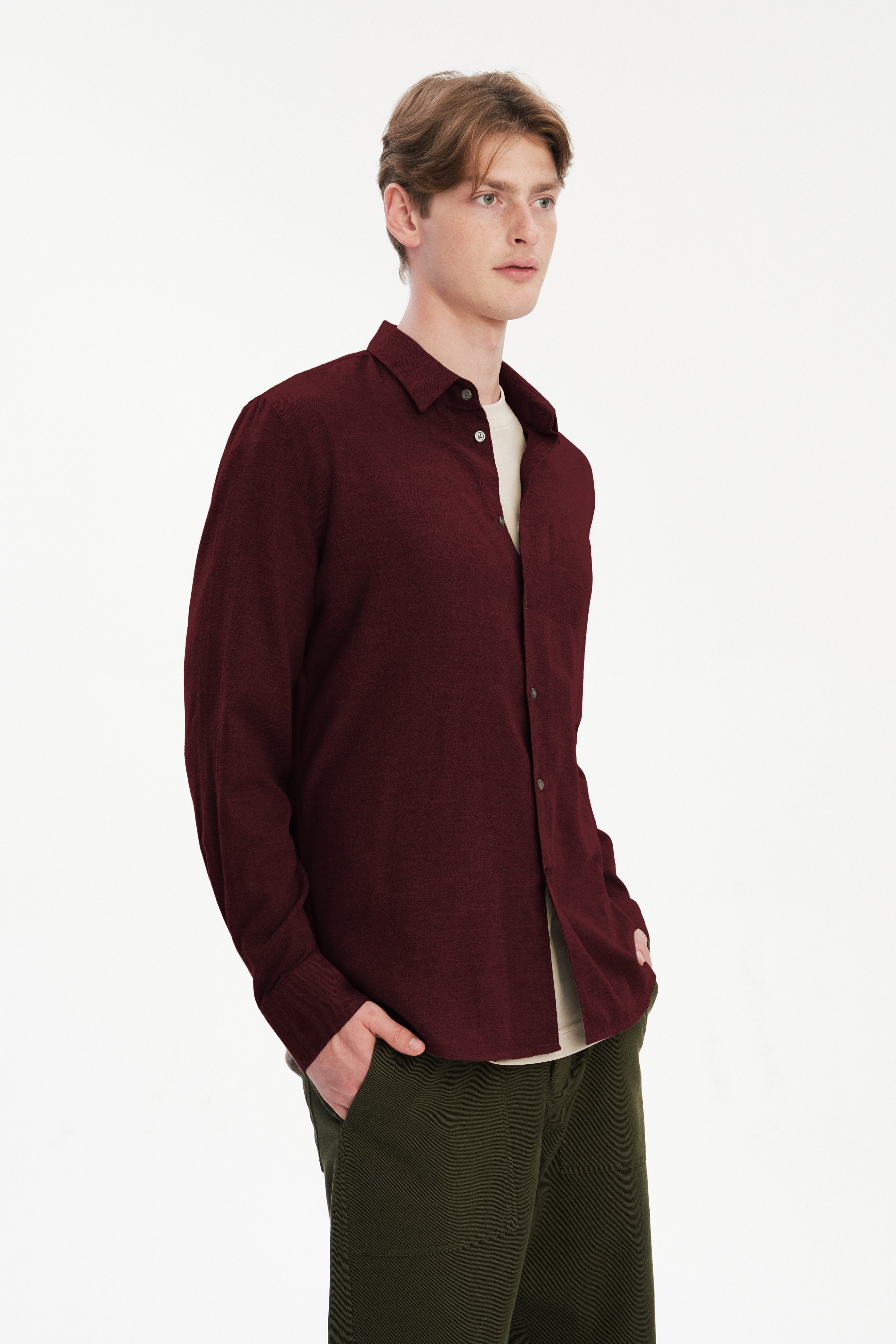 Feel Good Shirt in a Wine Recycled Structural Flannel