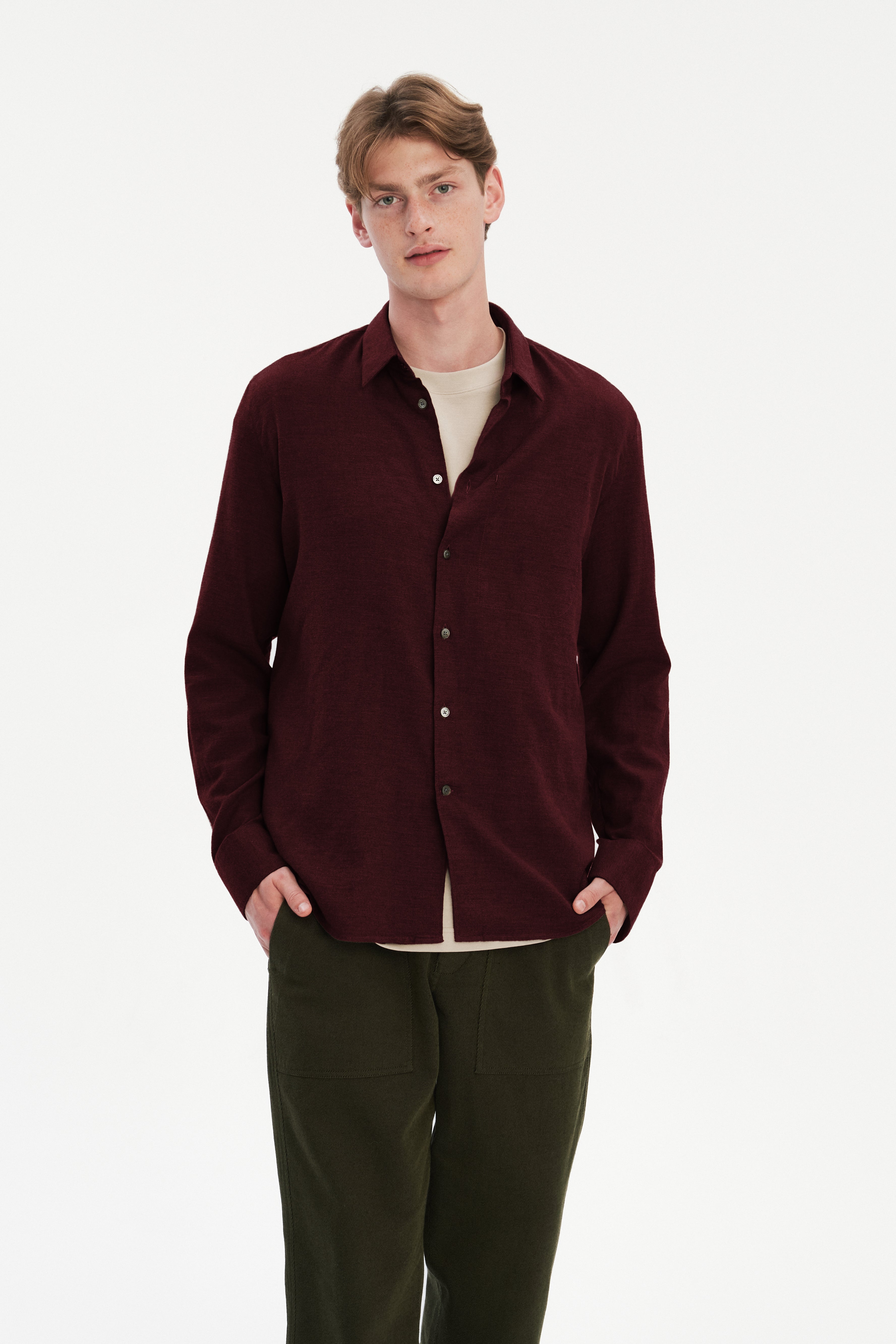 Feel Good Shirt in a Wine Recycled Structural Flannel