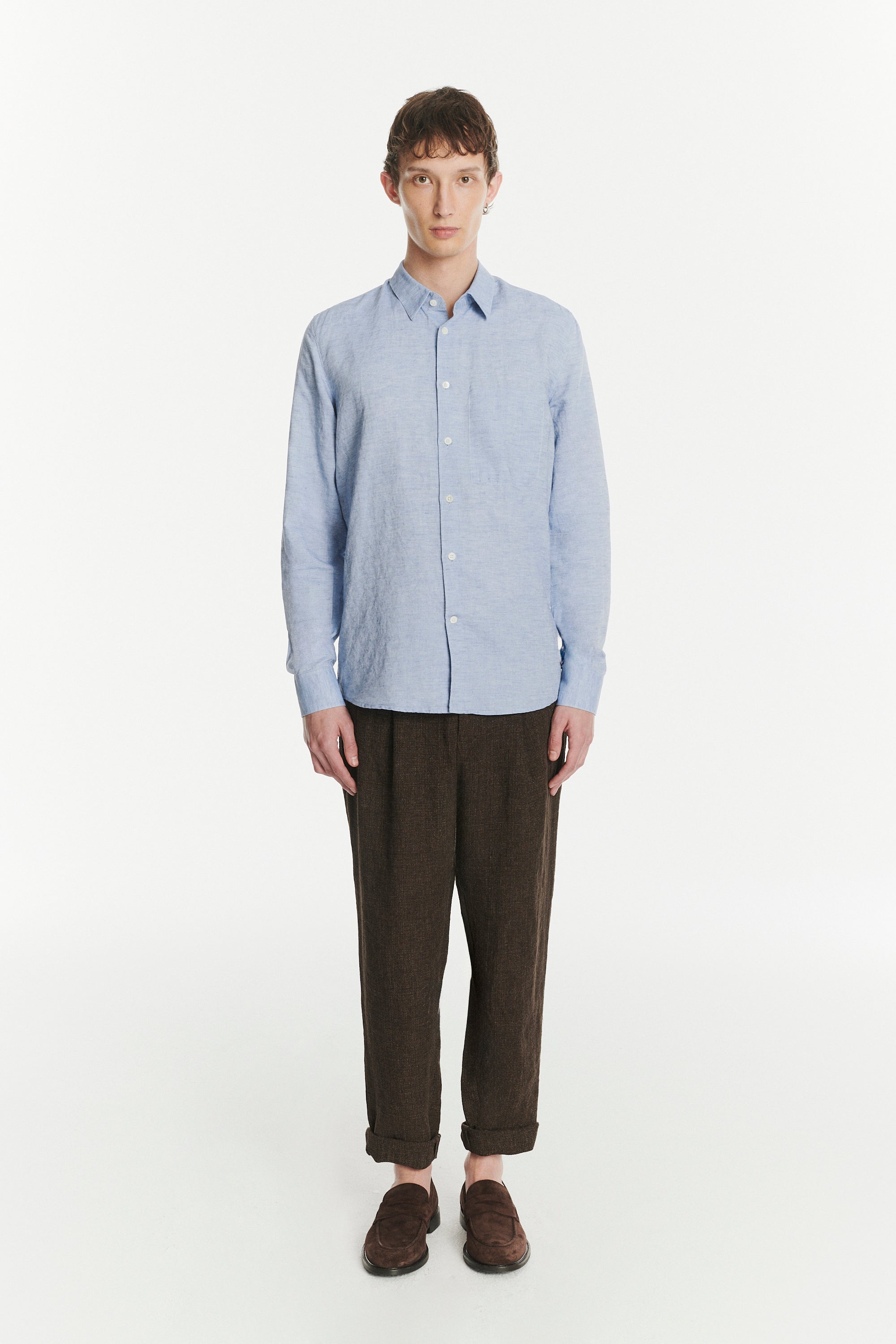 Feel Good Shirt in the Finest Soft Blue Italian Cotton and Linen