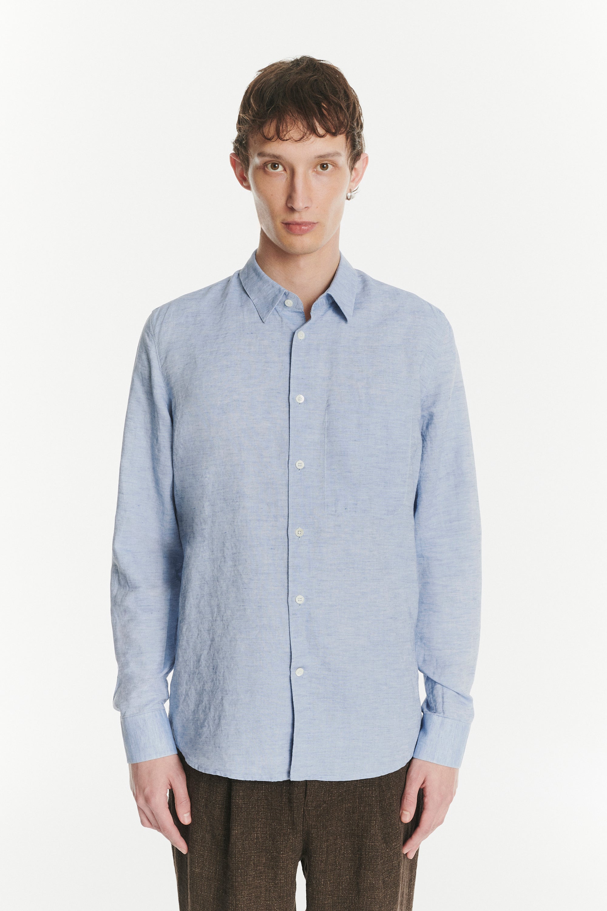 Feel Good Shirt in the Finest Soft Blue Italian Cotton and Linen