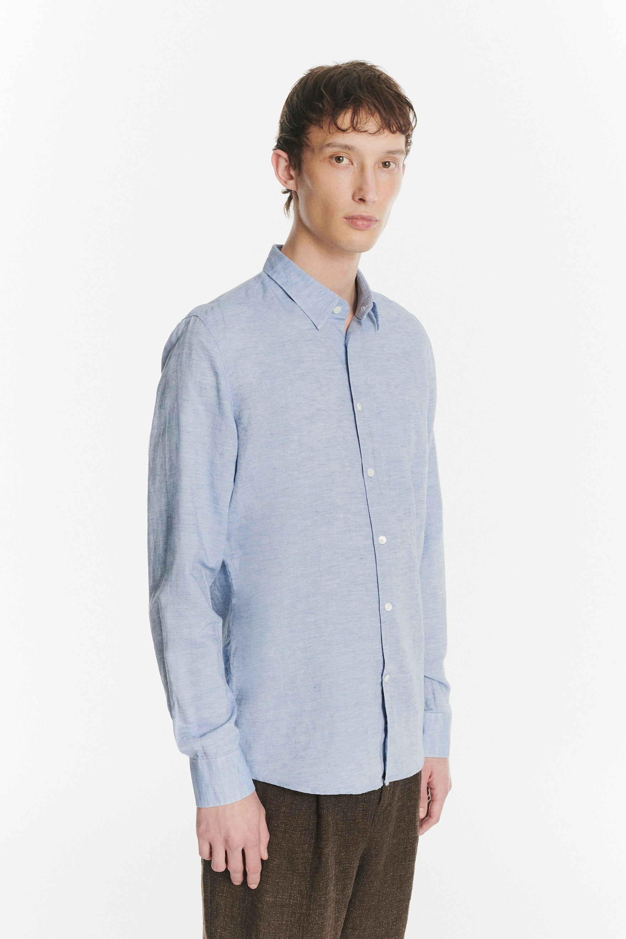 Feel Good Shirt in the Finest Soft Blue Italian Cotton and Linen