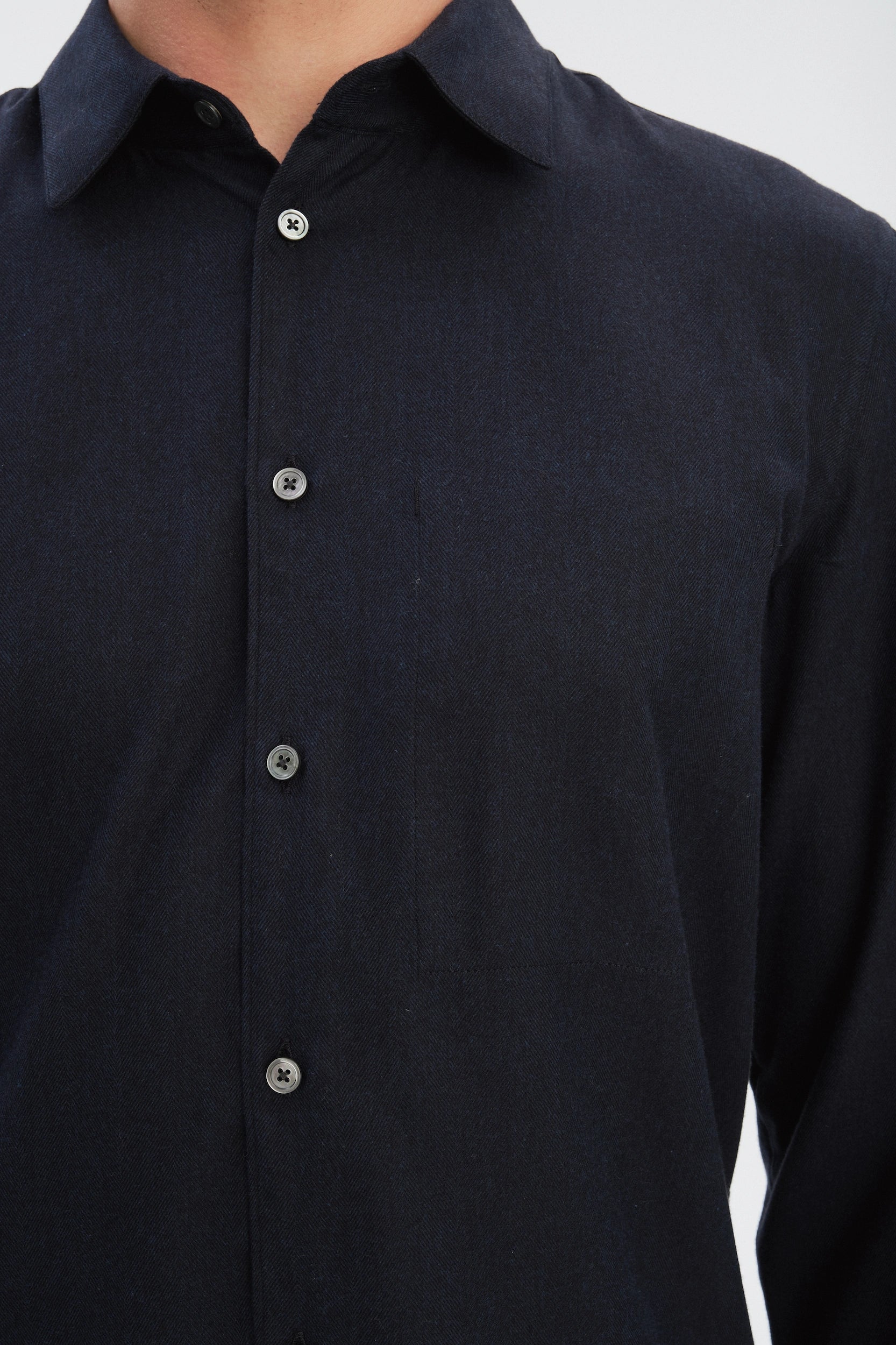 Feel Good Shirt in Navy Silky Italian Lyocell and Organic Cotton Flannel