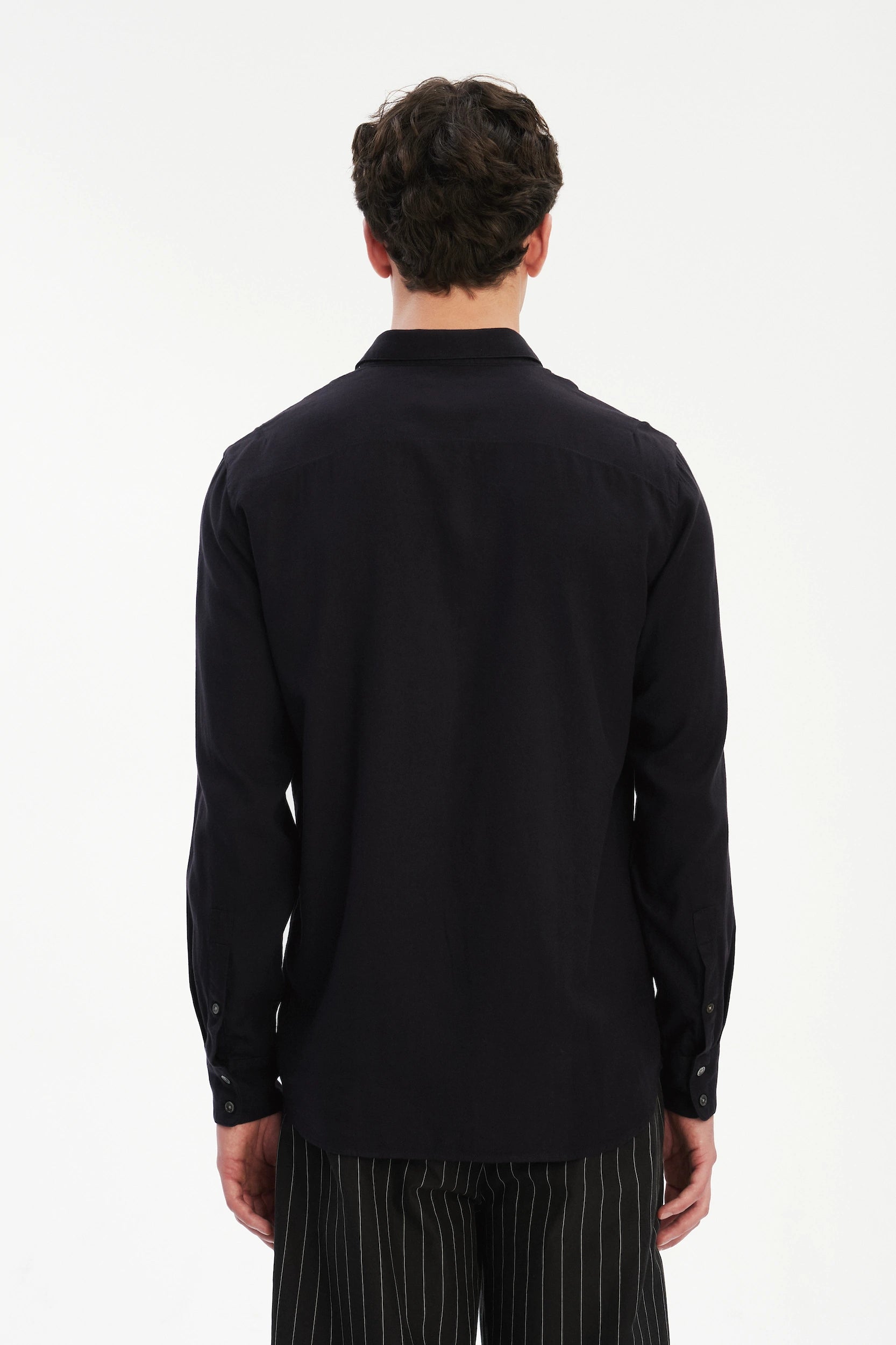 Feel Good Shirt in Dark Navy Silky Italian Lyocell and Organic Cotton Flannel