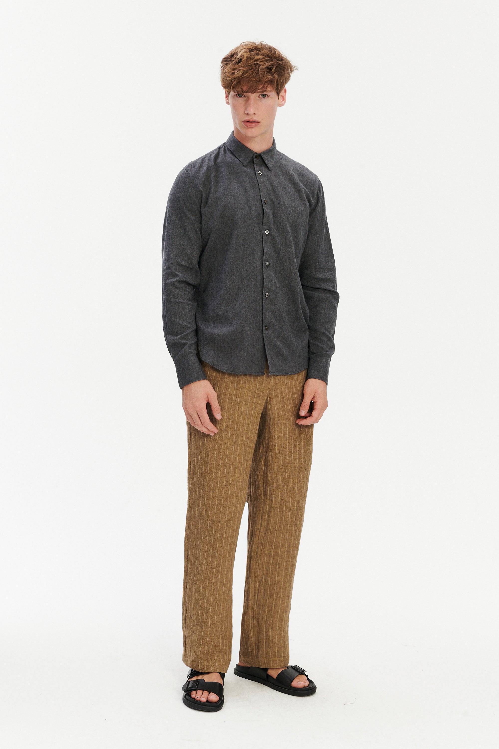 Feel Good Shirt in Anthracite Silky Italian Lyocell and Organic Cotton Flannel