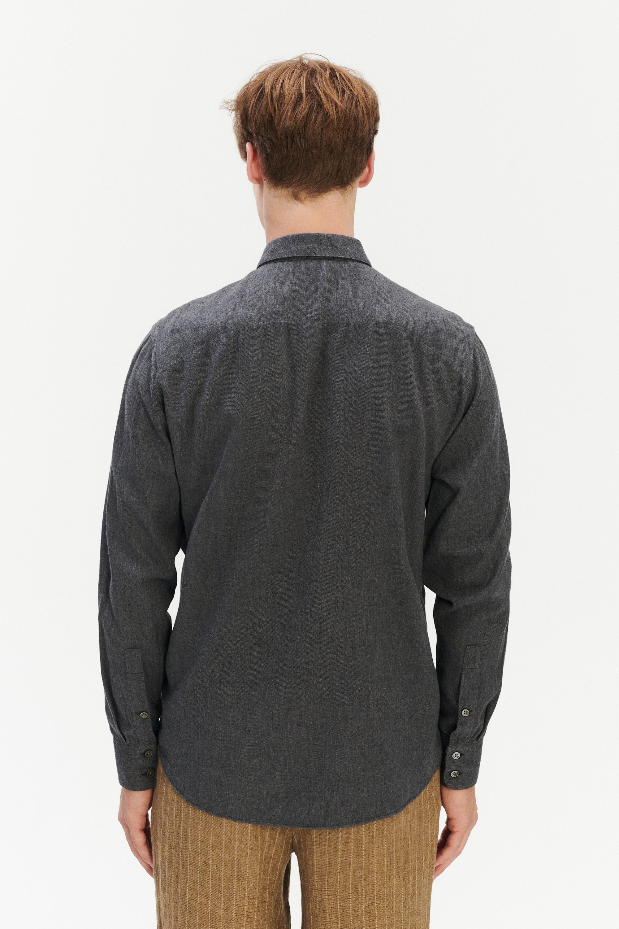 Feel Good Shirt in Anthracite Silky Italian Lyocell and Organic Cotton Flannel