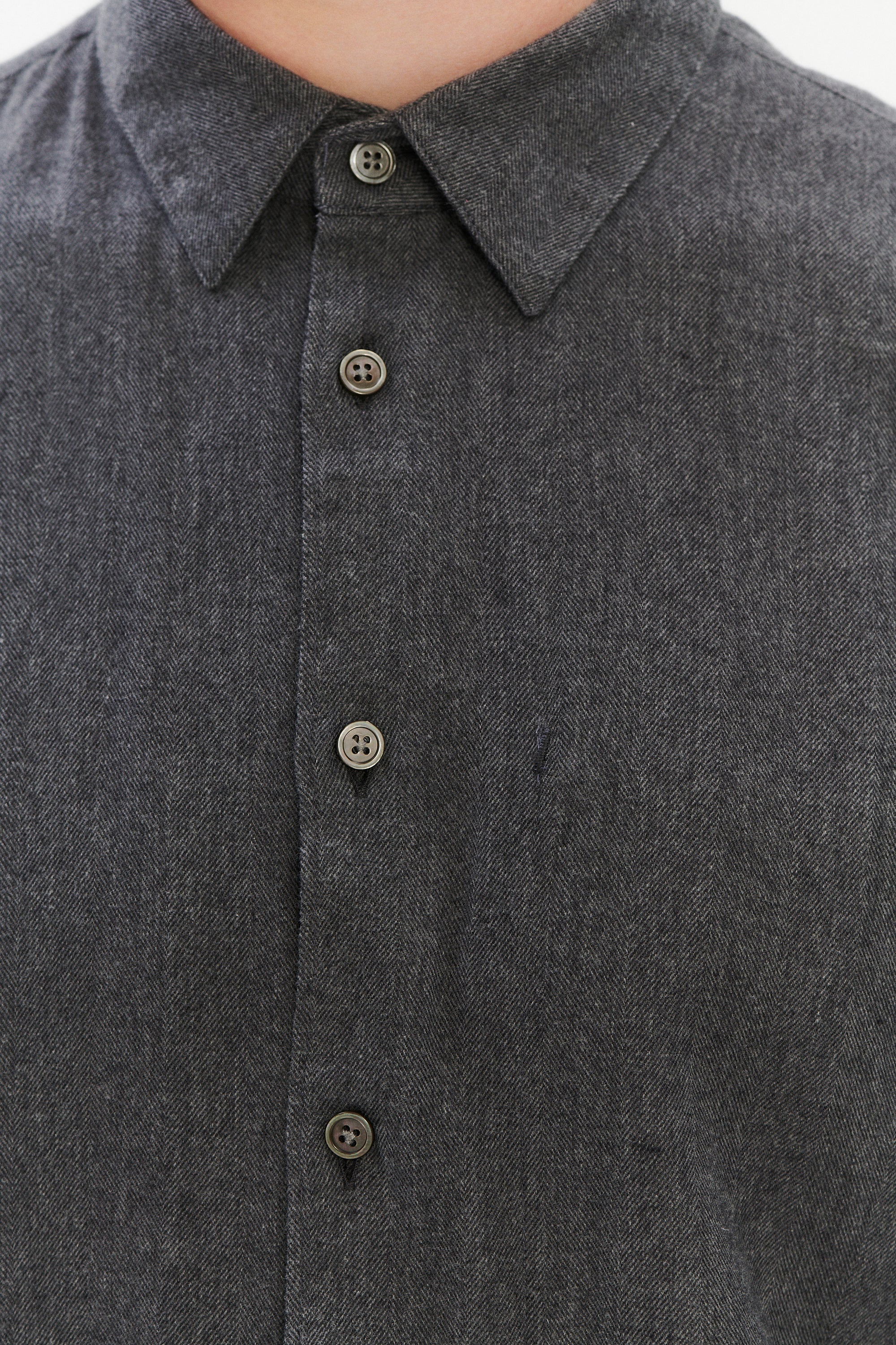 Feel Good Shirt in Anthracite Silky Italian Lyocell and Organic Cotton Flannel