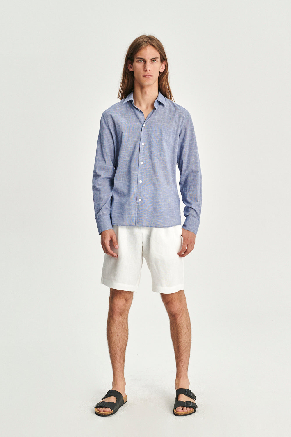 Feel Good Shirt in the Finest Blue Airy Italian Cotton by Albini