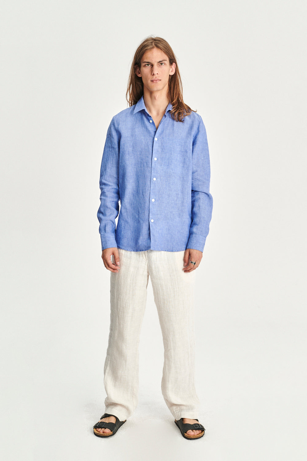 Feel Good Shirt in a Blue Italian Woven Traceable European Linen